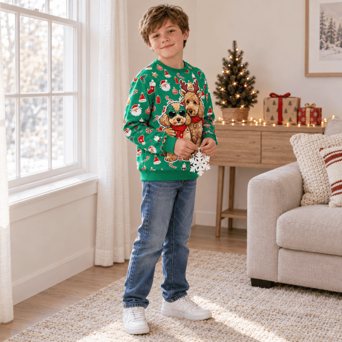 Lanbubble Boys Christmas Sweatshirt Lightweight Graphic Pullover for 8-14 Y