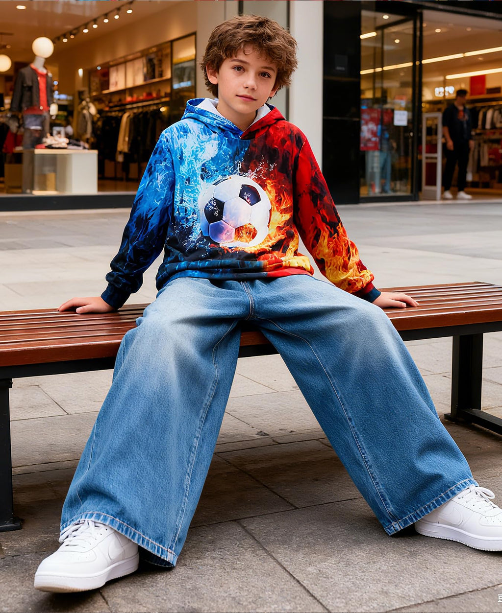 Lanbubble Boys' 3D Graphic Pullover Hoodie Long Sleeve Hooded Sweatshirt with Kangaroo Pocket Sizes 7-14Y