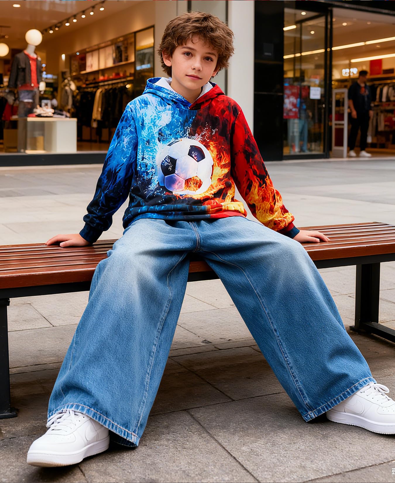 Lanbubble Boys' 3D Graphic Pullover Hoodie Long Sleeve Hooded Sweatshirt with Kangaroo Pocket Sizes 7-14Y