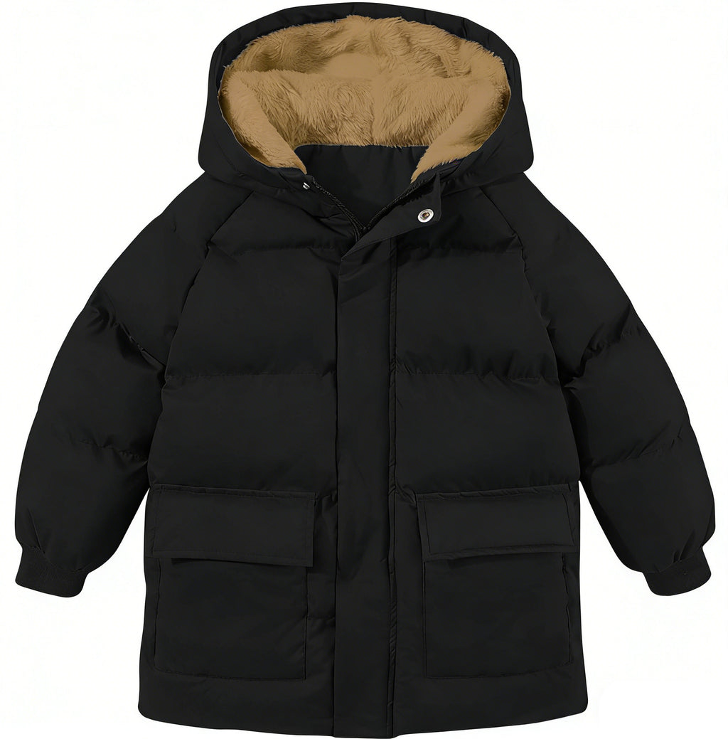 Lanbubble Toddler Boys Winter Hooded Puffer Coat Warm Padded Outwear Zipper Jacket for 2-6T Kids