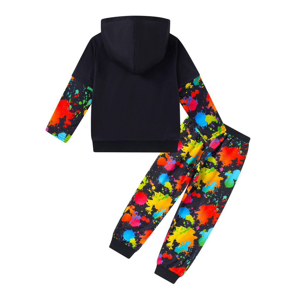Lanbubble Toddler Boys 2-Piece Outfit 3D Print Long Sleeve Sweatshirt Hoodie and Jogger Pants Set for Ages 2-6T, Casual Matching Clothes