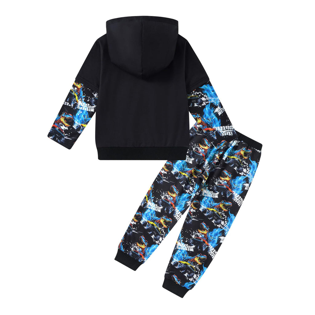 Lanbubble Toddler Boys 2-Piece Outfit 3D Print Long Sleeve Sweatshirt Hoodie and Jogger Pants Set for Ages 2-6T, Casual Matching Clothes