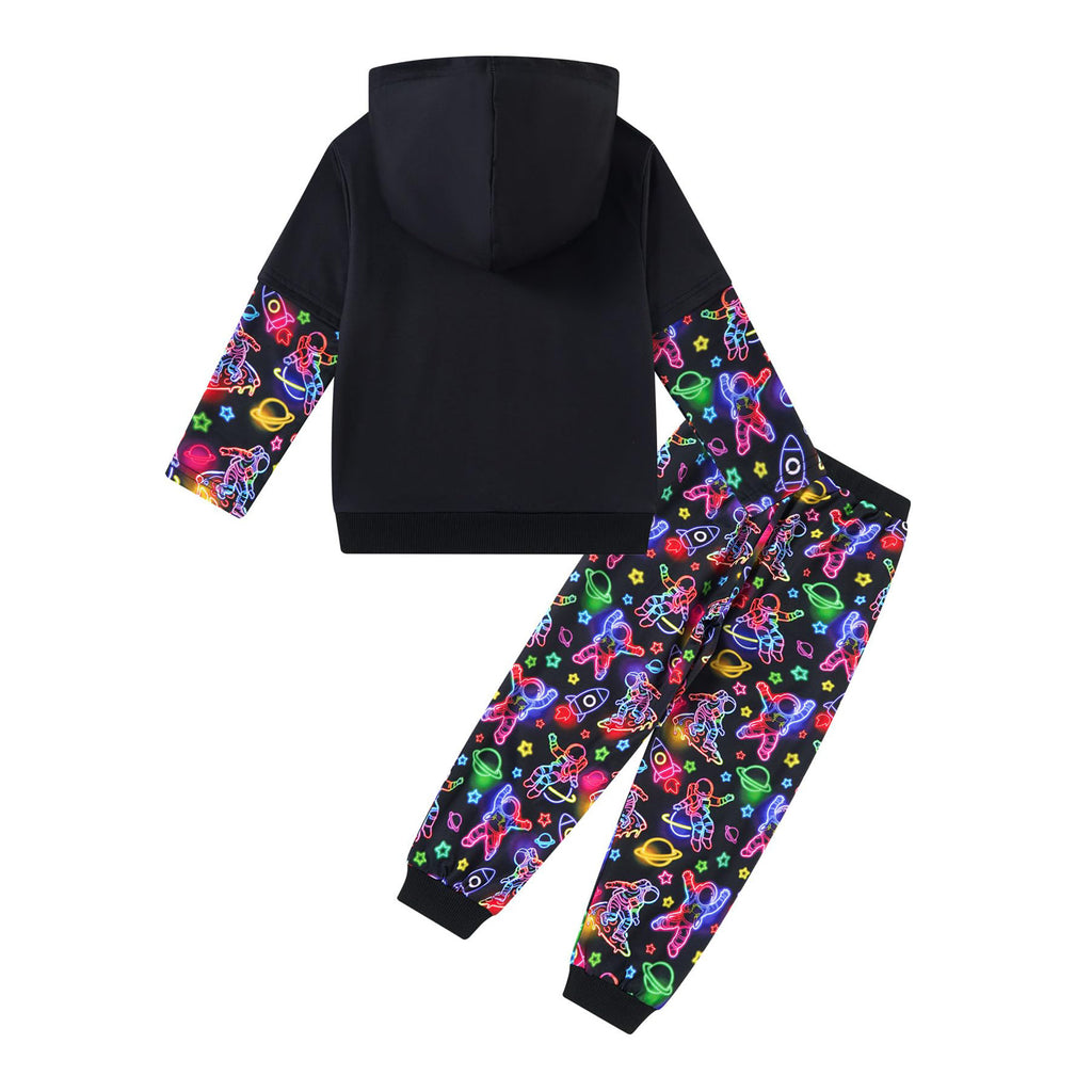 Lanbubble Toddler Boys 2-Piece Outfit 3D Print Long Sleeve Sweatshirt Hoodie and Jogger Pants Set for Ages 2-6T, Casual Matching Clothes