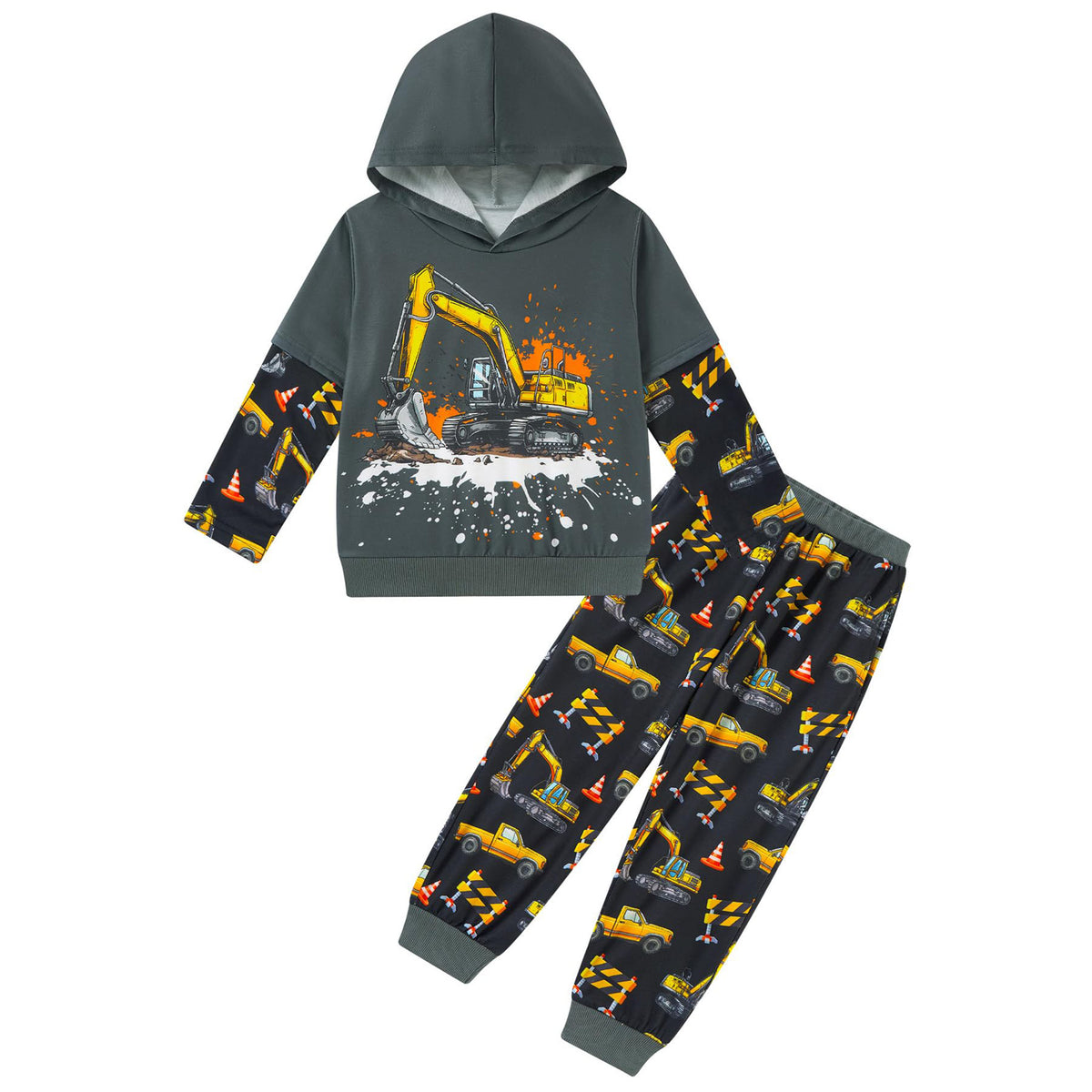Lanbubble Toddler Boys 2-Piece Outfit 3D Print Long Sleeve Sweatshirt Hoodie and Jogger Pants Set for Ages 2-6T, Casual Matching Clothes