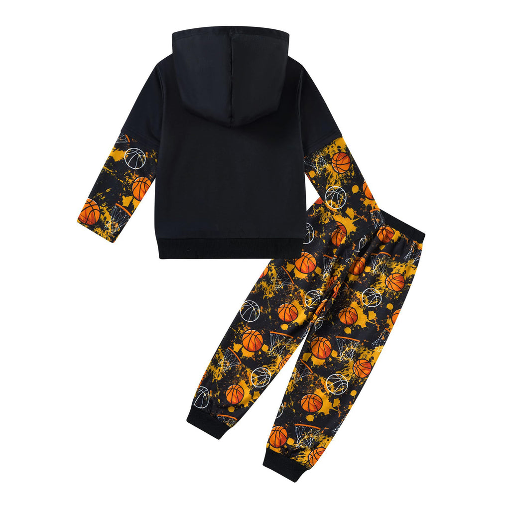 Lanbubble Toddler Boys 2-Piece Outfit 3D Print Long Sleeve Sweatshirt Hoodie and Jogger Pants Set for Ages 2-6T, Casual Matching Clothes