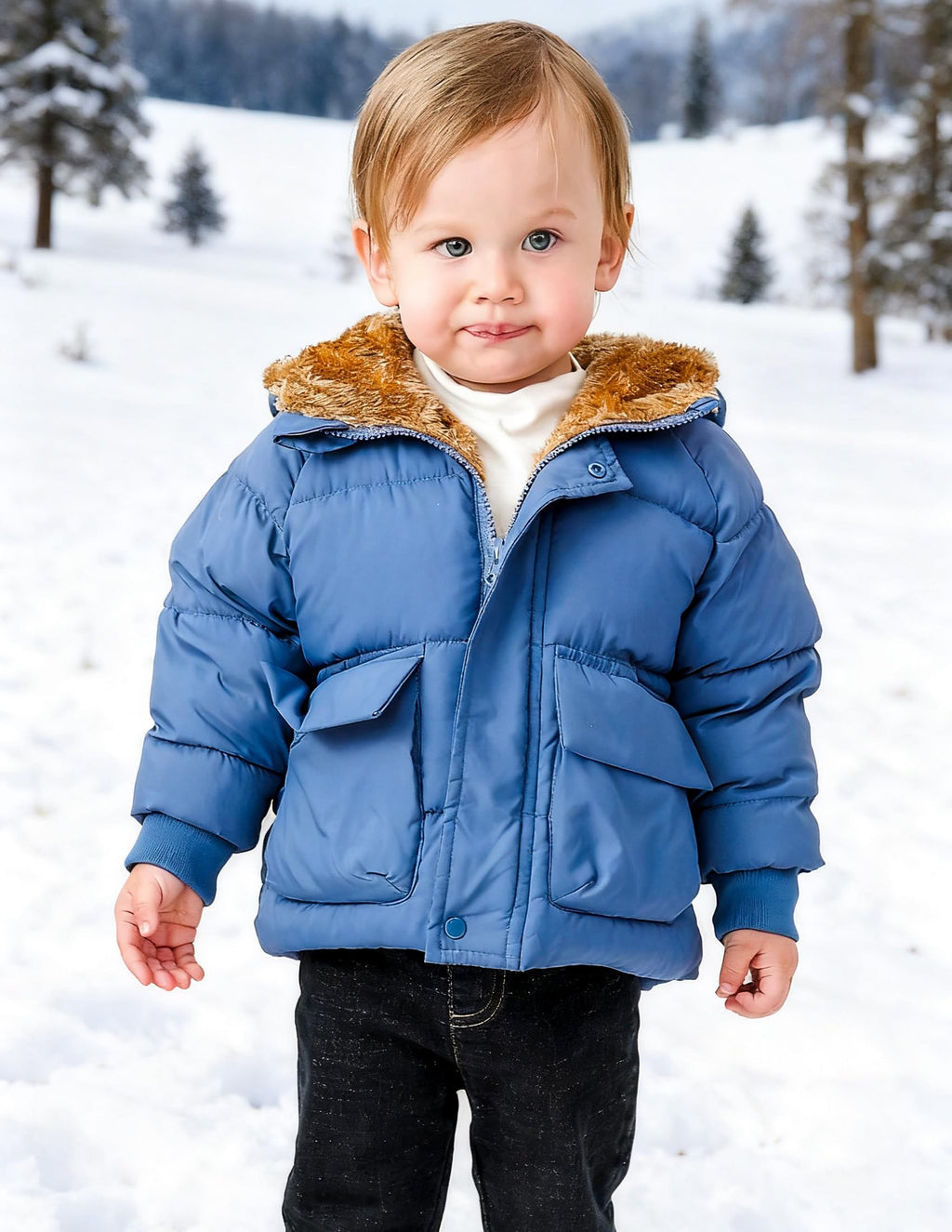 Lanbubble Toddler Baby Boys' Fleece Lined Puffer Coat Outerwear With Hood Jacket Winter Clothes 12M-5T
