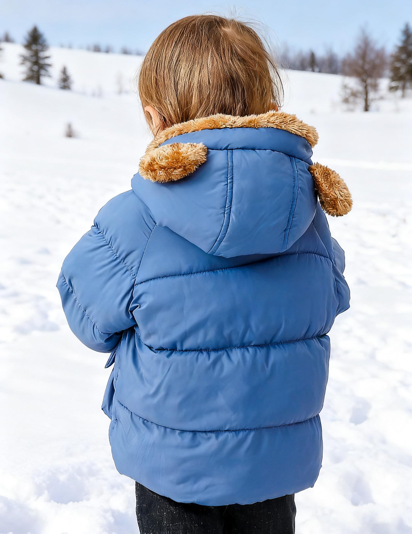 Lanbubble Toddler Baby Boys' Fleece Lined Puffer Coat Outerwear With Hood Jacket Winter Clothes 12M-5T