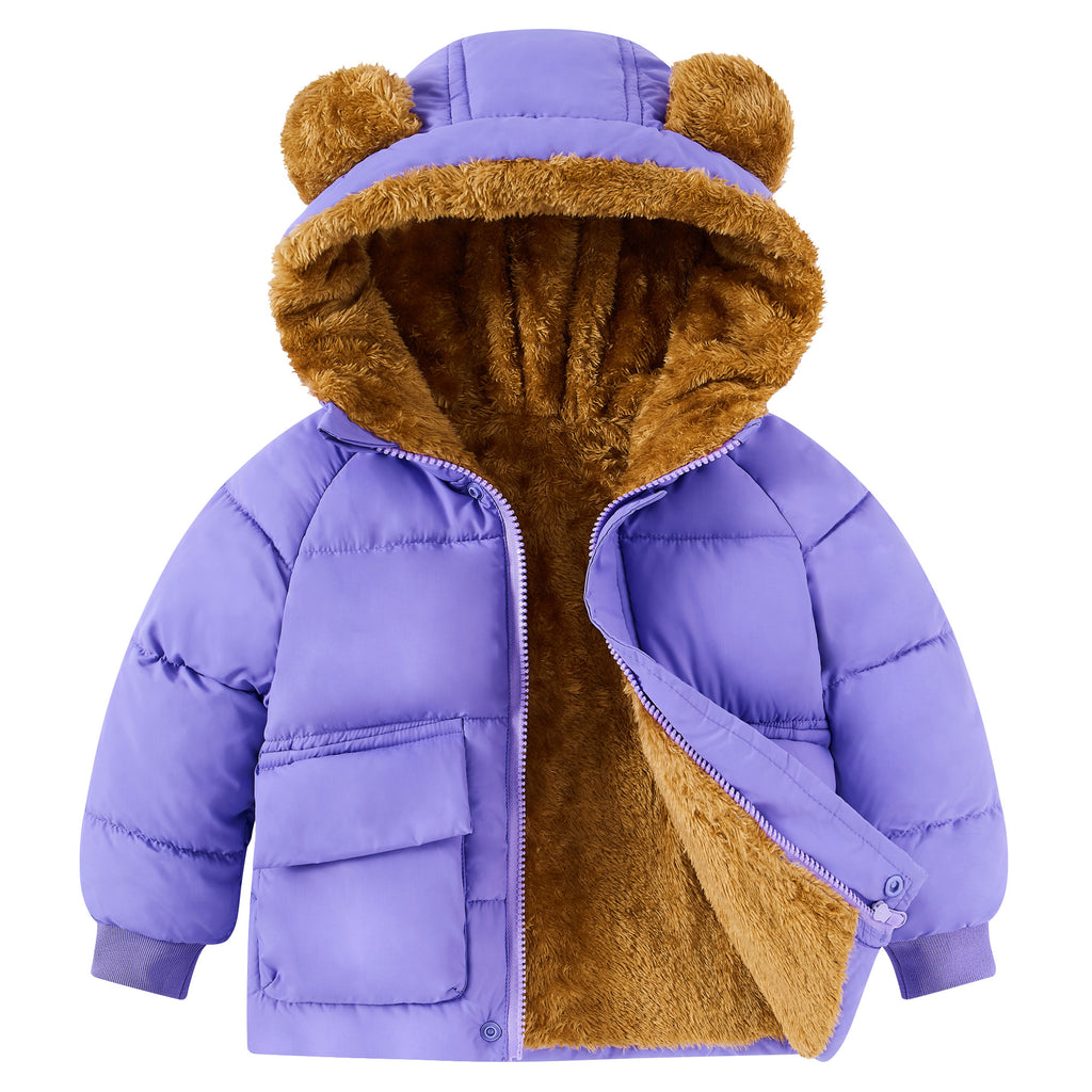 Lanbubble Toddler Baby Boys' Fleece Lined Puffer Coat Outerwear With Hood Jacket Winter Clothes 12M-5T