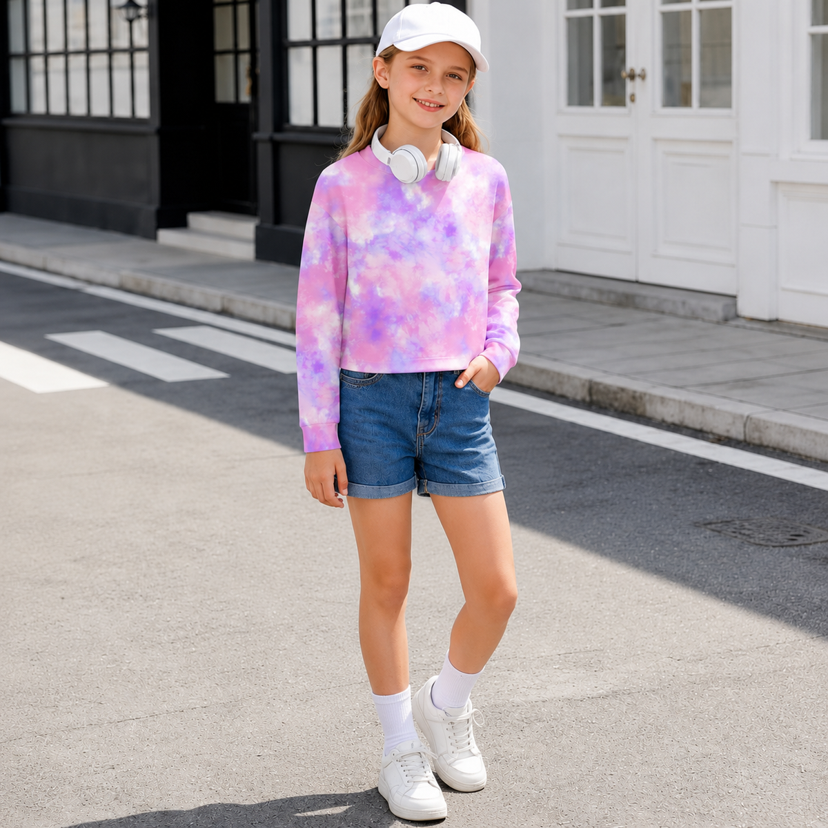 Lanbubble Girls Long Sleeve T Shirt Casual Graphic Tie Dye Top 7-12Y