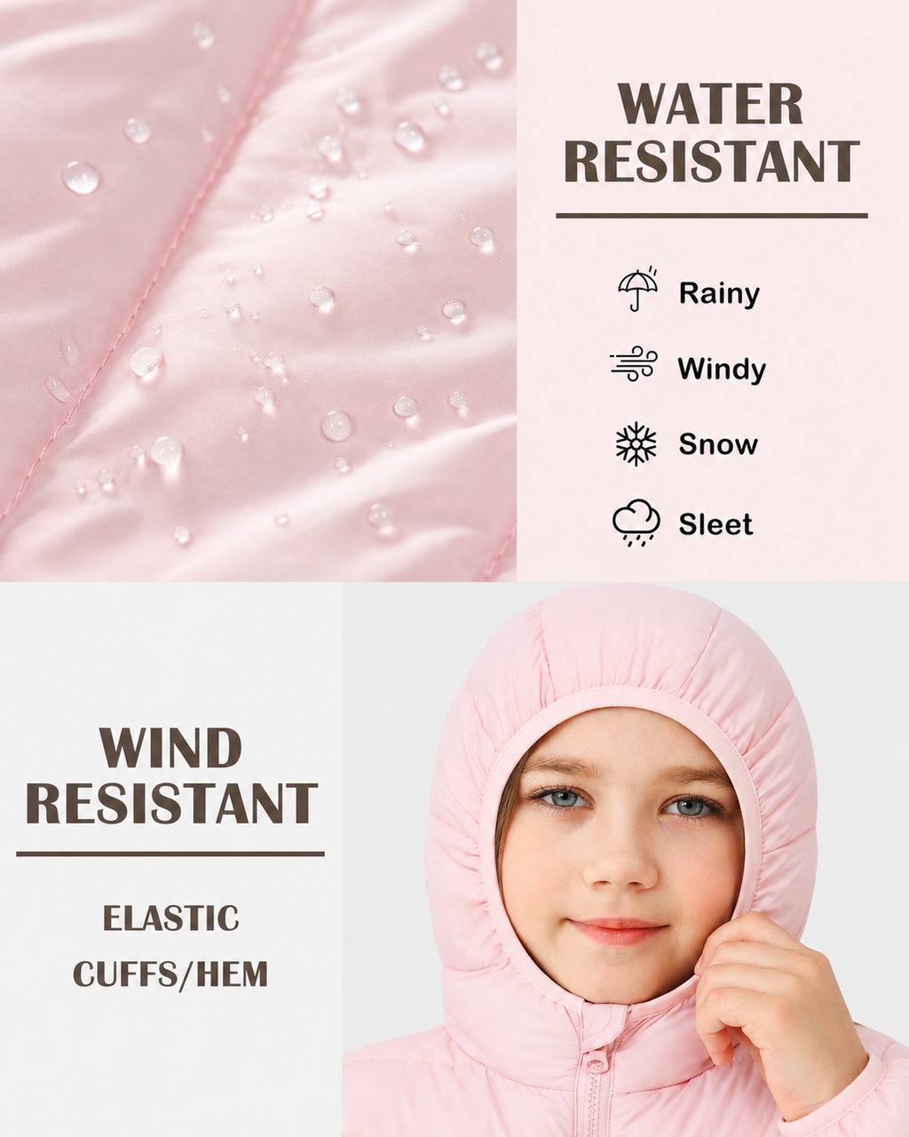 Lanbubble Girls Puffer Jacket Hooded Packable Winter Coat with Pockets Lightweight Warm Outerwear for Kids, Sizes 4-12 Years