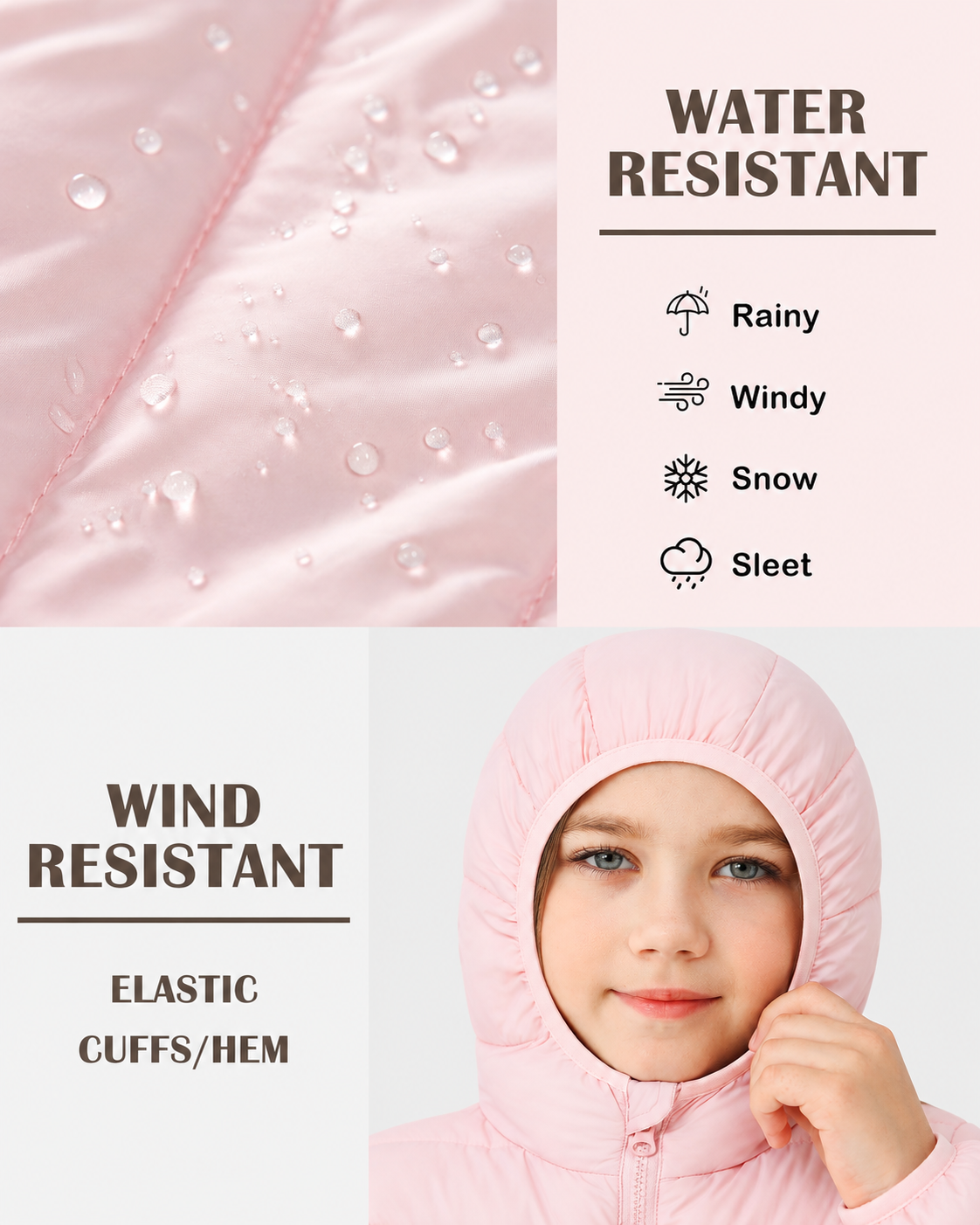 Lanbubble Girls Puffer Jacket Hooded Packable Winter Coat with Pockets Lightweight Warm Outerwear for Kids, Sizes 4-12 Years
