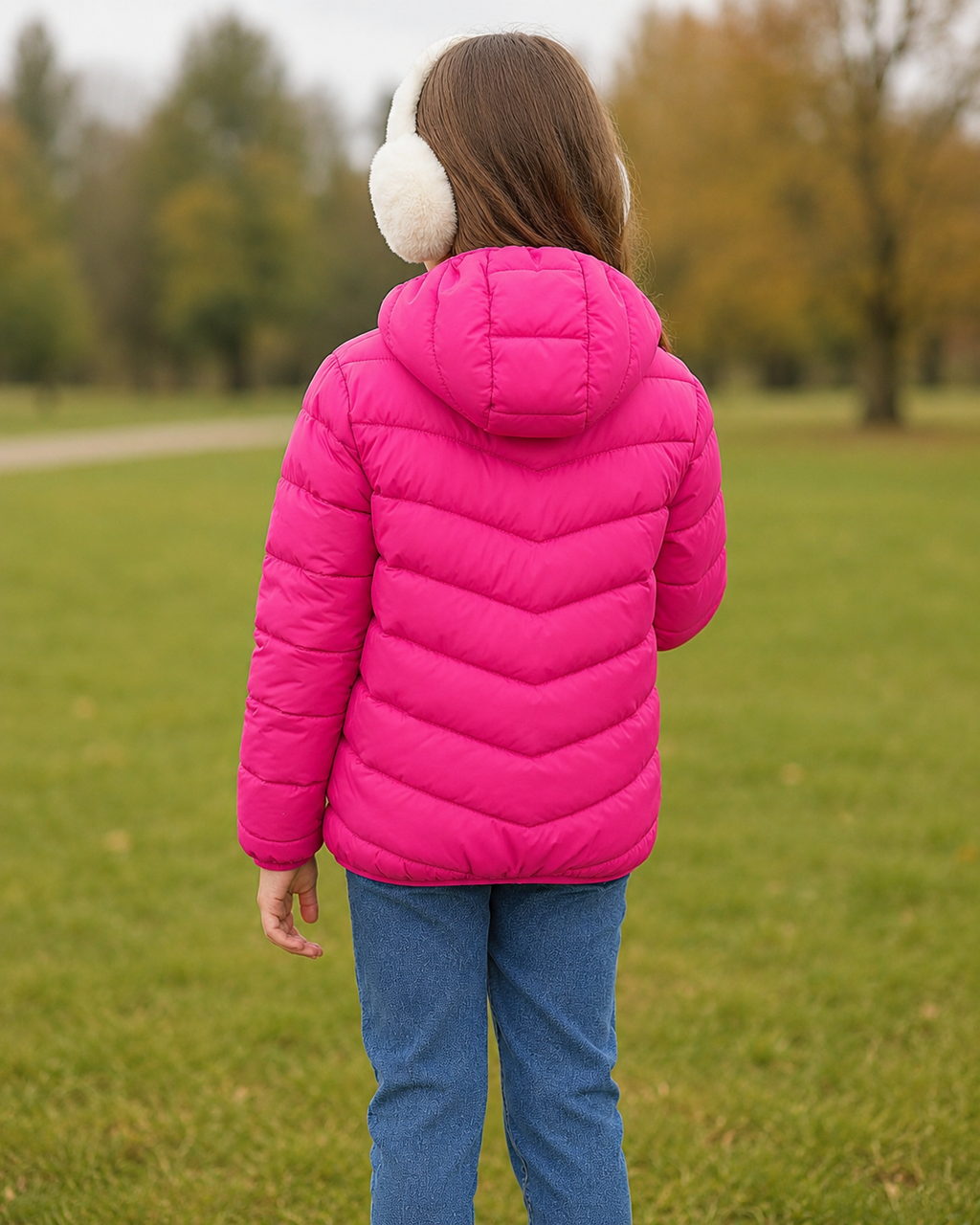 Lanbubble Girls Puffer Jacket Hooded Packable Winter Coat with Pockets Lightweight Warm Outerwear for Kids, Sizes 4-12 Years