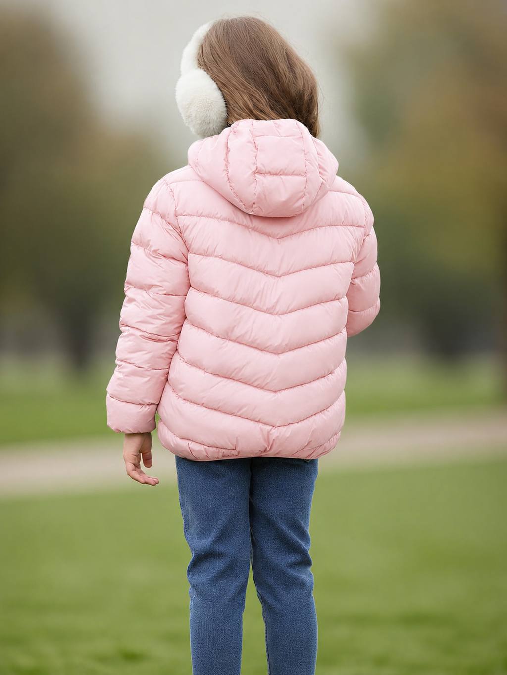 Lanbubble Girls Puffer Jacket Hooded Packable Winter Coat with Pockets Lightweight Warm Outerwear for Kids, Sizes 4-12 Years