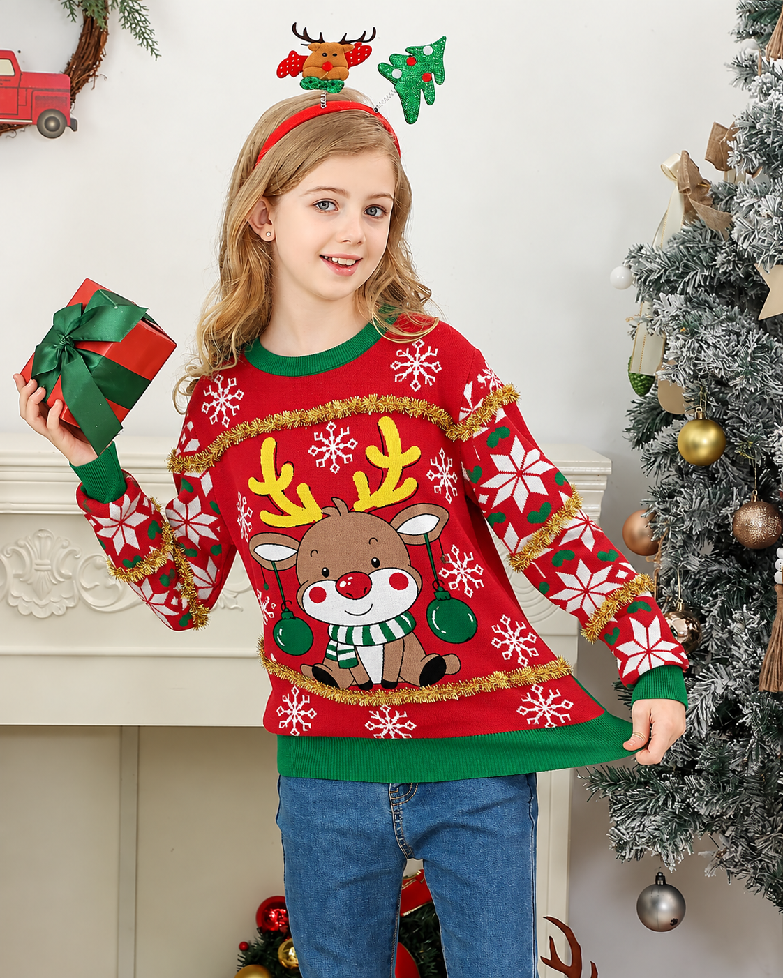 Lanbubble Boys Girls Ugly Christmas Sweater Holiday Party Pullover Xmas Sweatshirt for Kids Size 7-14