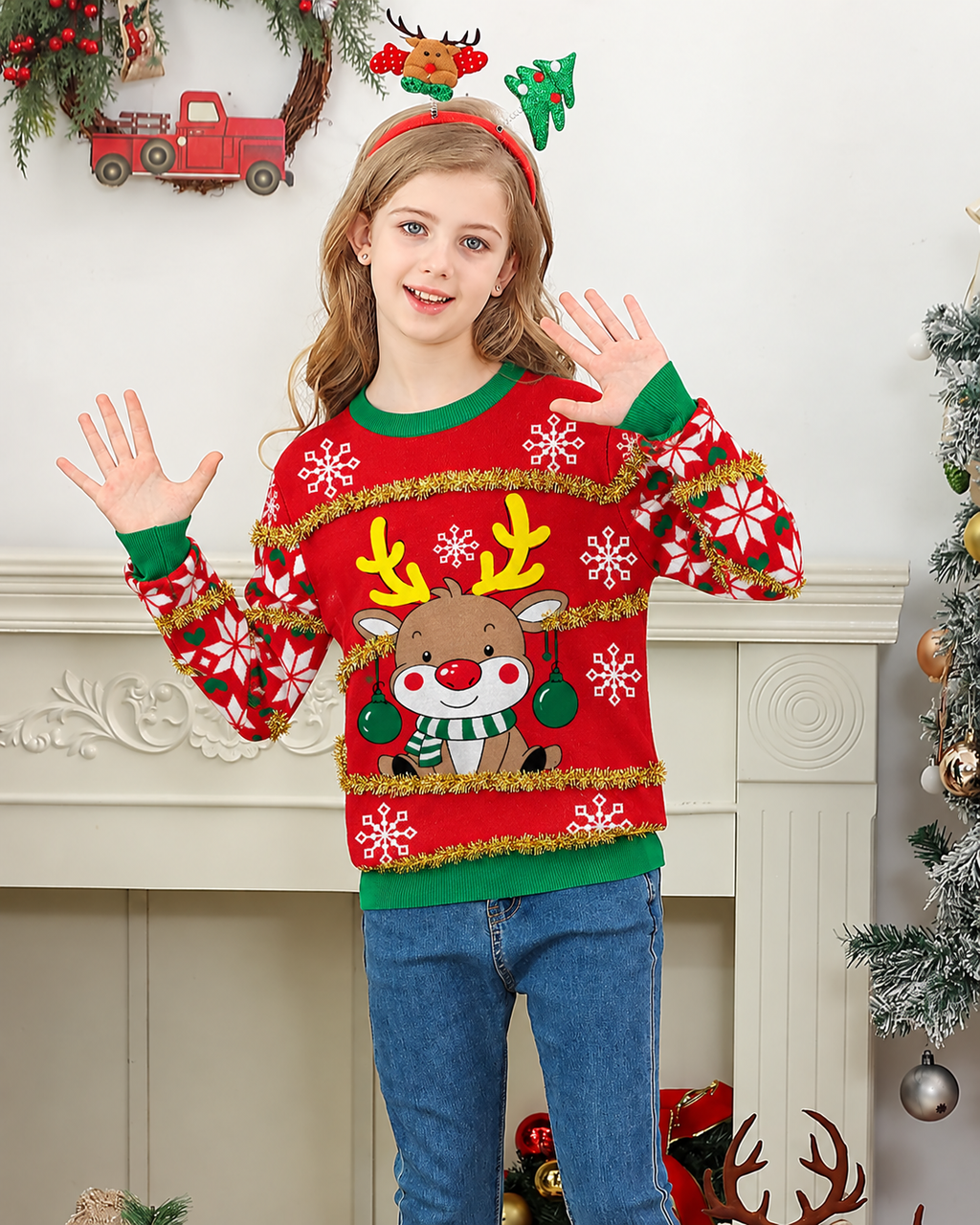 Lanbubble Boys Girls Ugly Christmas Sweater Holiday Party Pullover Xmas Sweatshirt for Kids Size 7-14