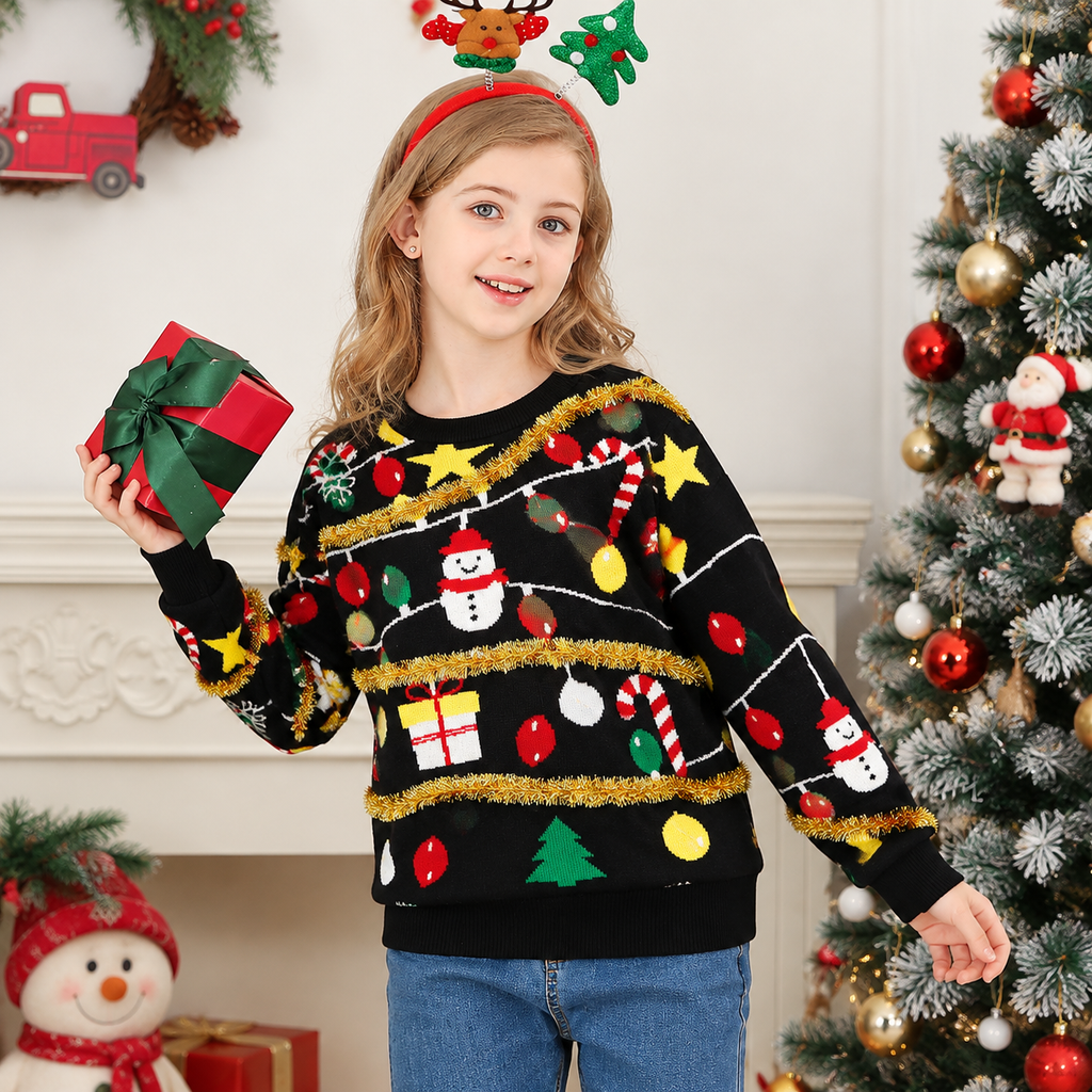 Lanbubble Boys Girls Ugly Christmas Sweater Holiday Party Pullover Xmas Sweatshirt for Kids Size 7-14