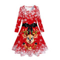 Lanbubble Girls Christmas Dresses Long Sleeve A-Line Casual Dress Twirly Skater Dresses 5-13 Years