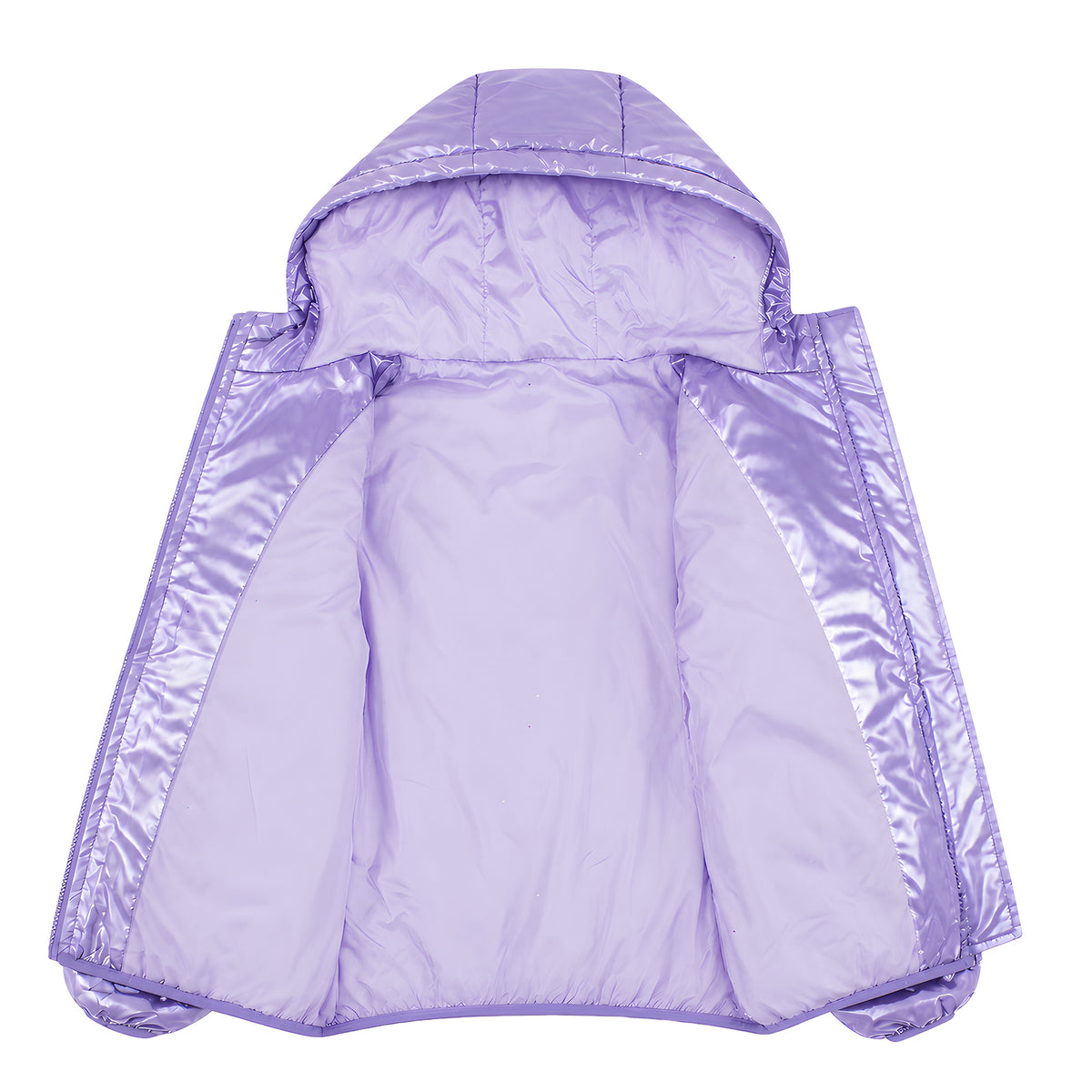 Lanbubble Girls Shiny Puffer Jacket Hooded Winter Coat Warm Outerwear for Kids 7-14Y