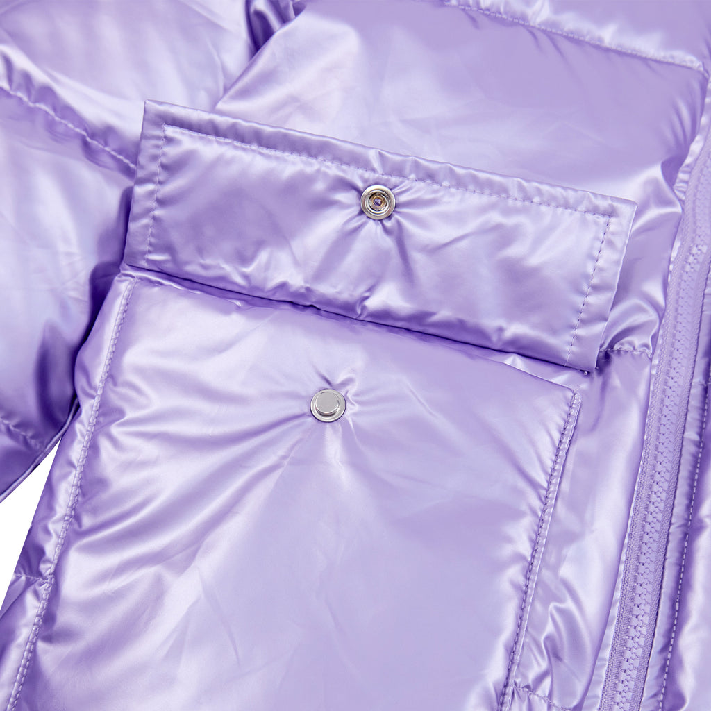 Lanbubble Girls Shiny Puffer Jacket Hooded Winter Coat Warm Outerwear for Kids 7-14Y