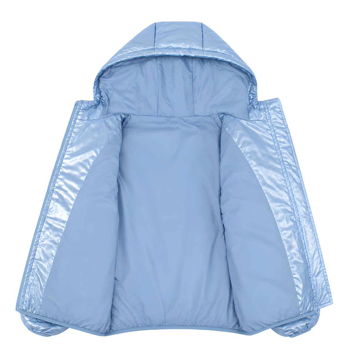 Lanbubble Girls Shiny Puffer Jacket Hooded Winter Coat Warm Outerwear for Kids 7-14Y