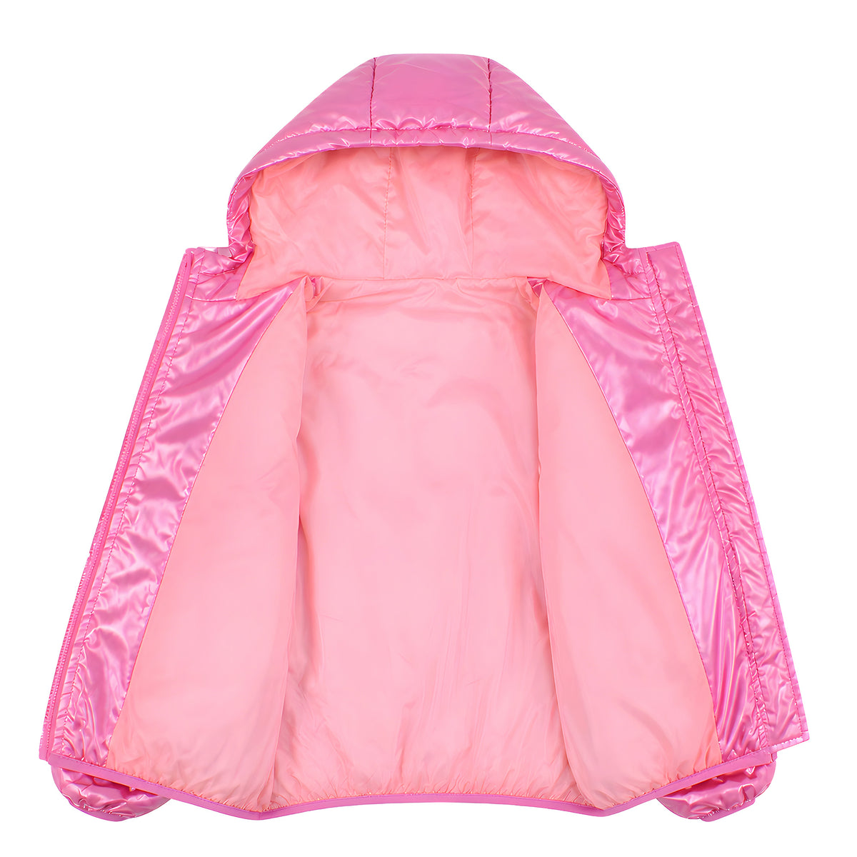 Lanbubble Girls Shiny Puffer Jacket Hooded Winter Coat Warm Outerwear for Kids 7-14Y