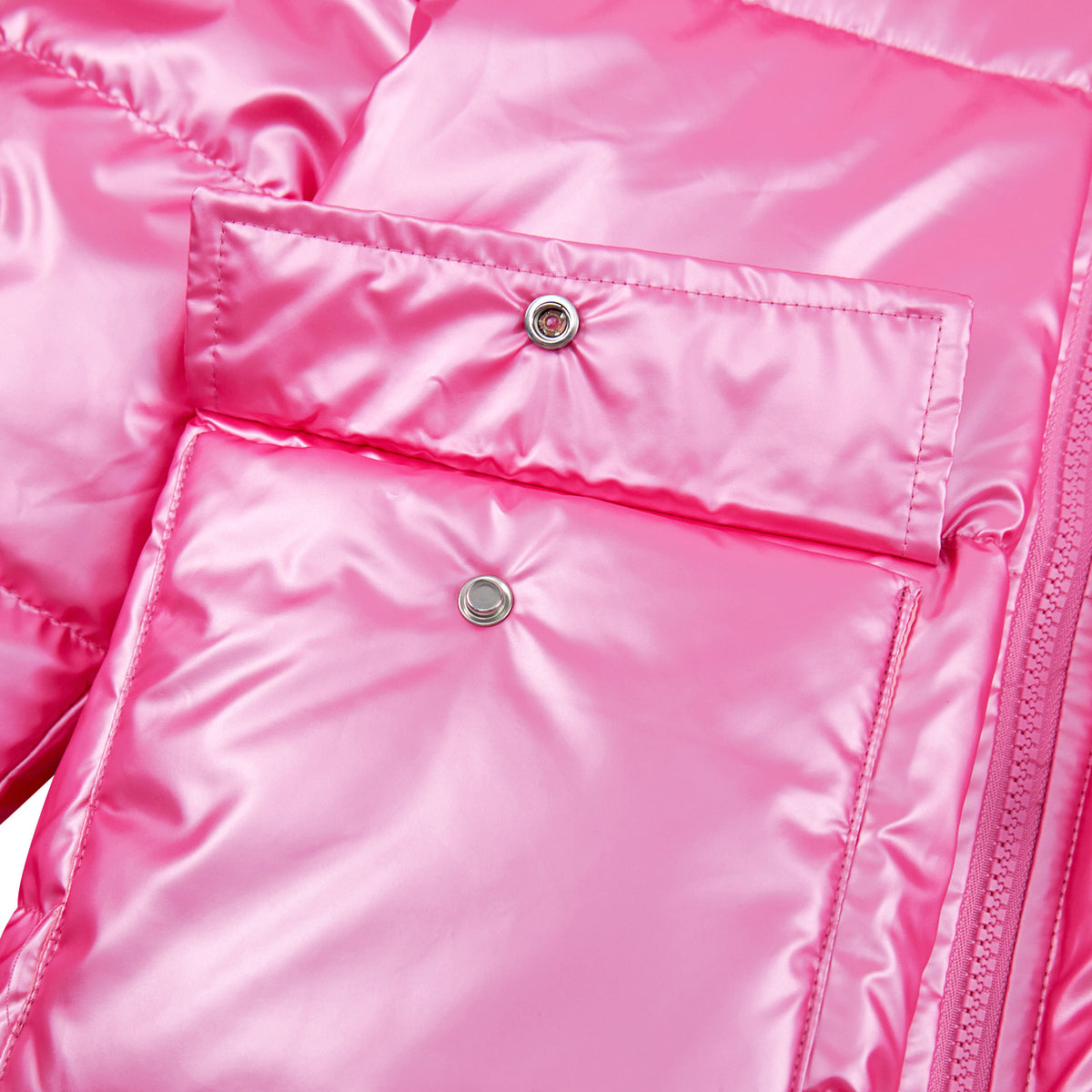 Lanbubble Girls Shiny Puffer Jacket Hooded Winter Coat Warm Outerwear for Kids 7-14Y