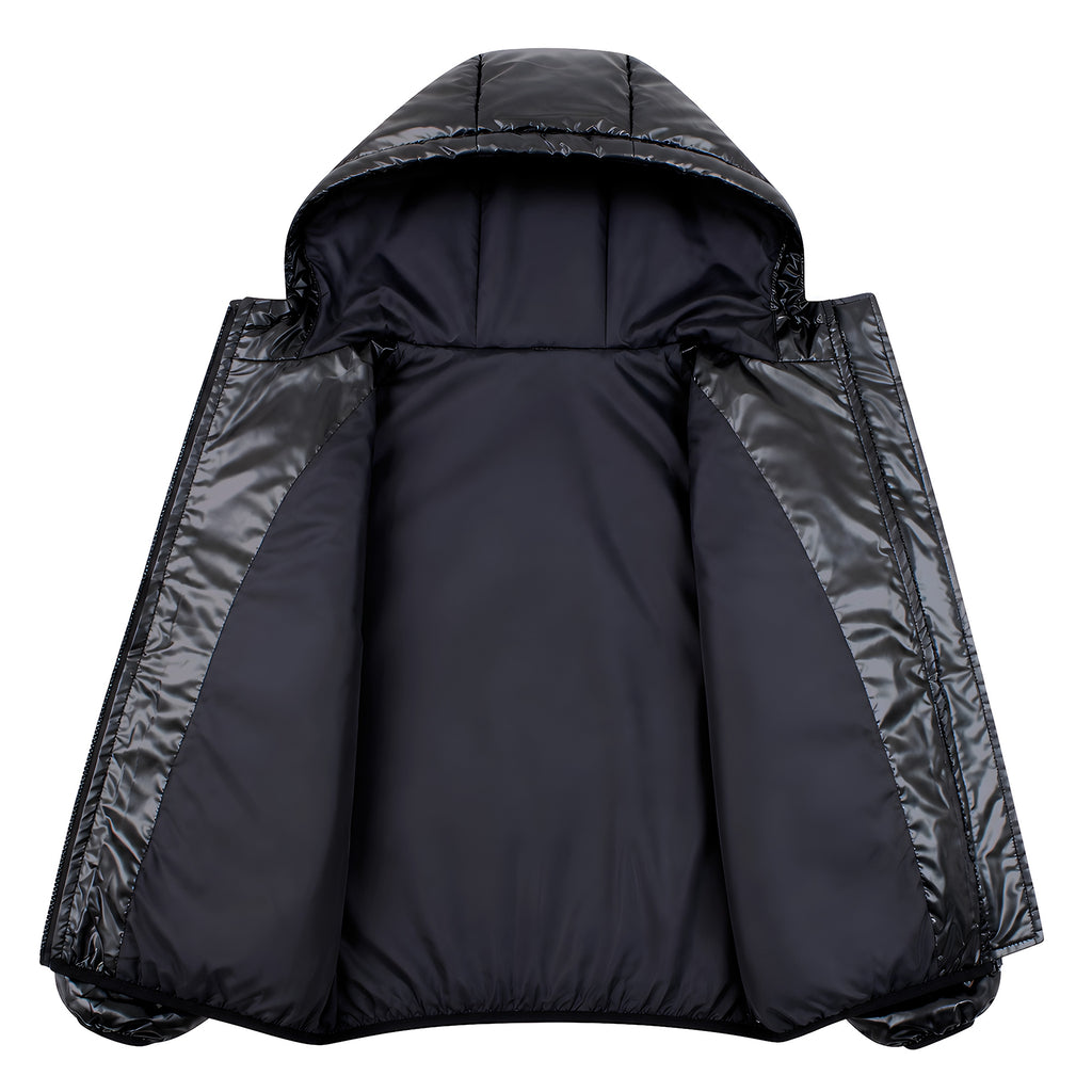 Lanbubble Girls Shiny Puffer Jacket Hooded Winter Coat Warm Outerwear for Kids 7-14Y