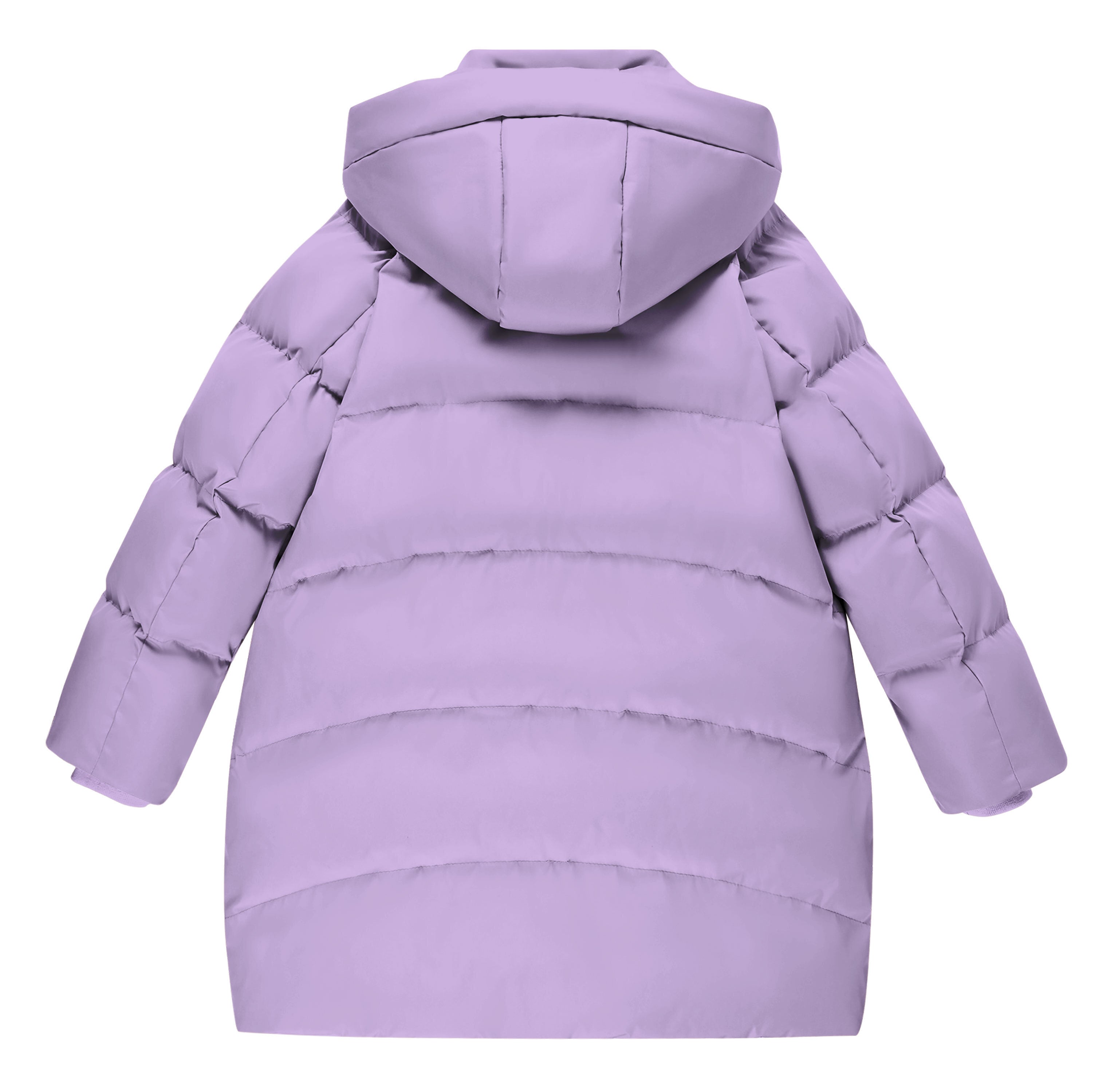 Lanbubble Girls Winter Coat Quilted Puffer Jacket with Detachable Hood Heart Buckle Waist Belt