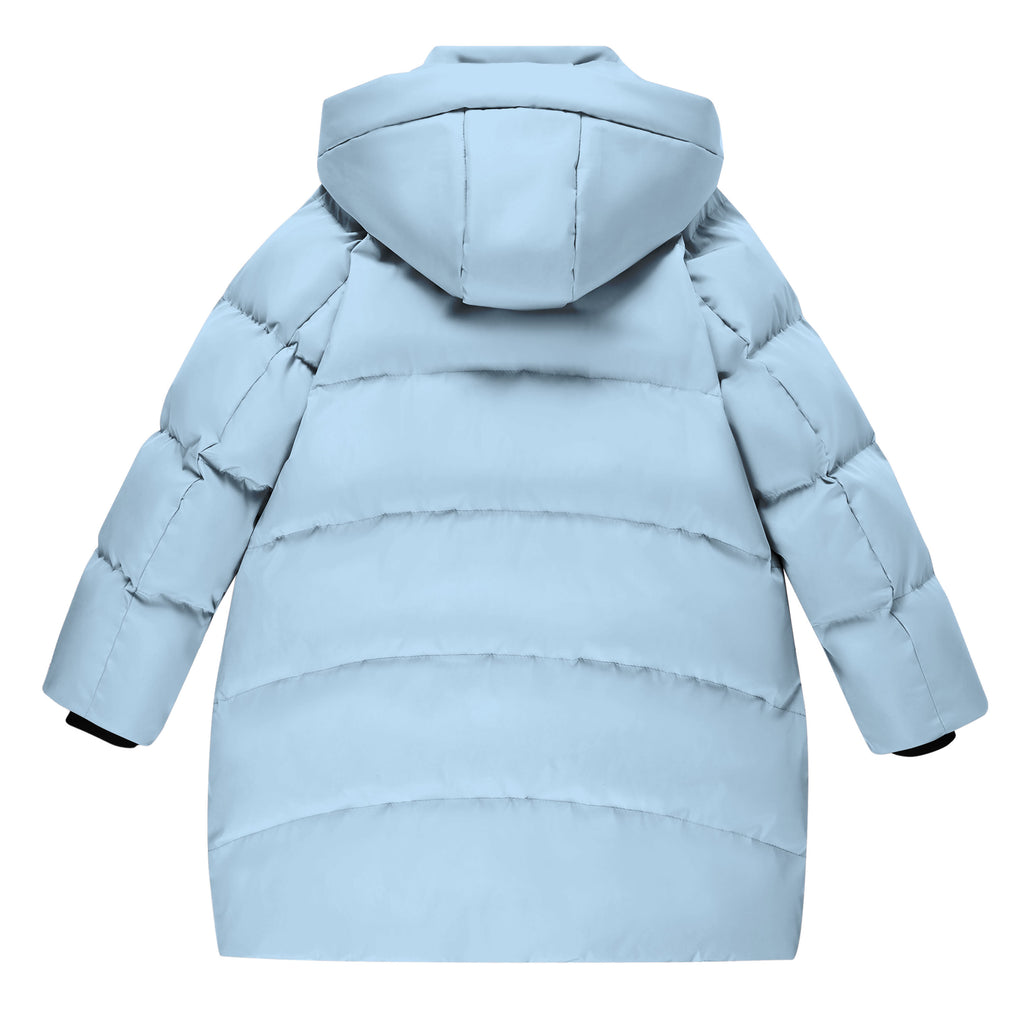 Lanbubble Girls Winter Coat Quilted Puffer Jacket with Detachable Hood Heart Buckle Waist Belt