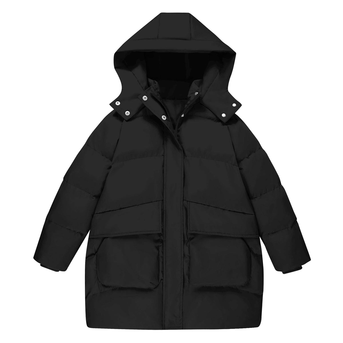 Lanbubble Girls Winter Coat Quilted Puffer Jacket with Detachable Hood Heart Buckle Waist Belt