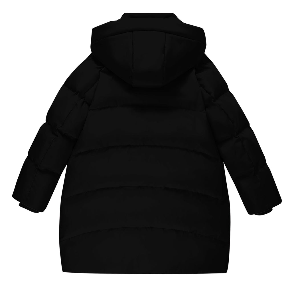 Lanbubble Girls Winter Coat Quilted Puffer Jacket with Detachable Hood Heart Buckle Waist Belt