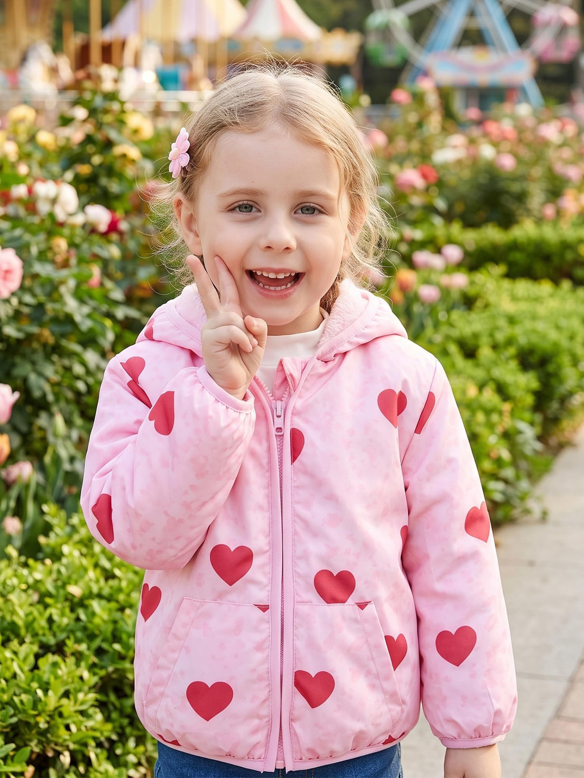 Lanbubble Toddler Girls Waterproof Jacket Fleece Lined Winter Coat Hooded Windbreaker Outerwear 2-6 Years