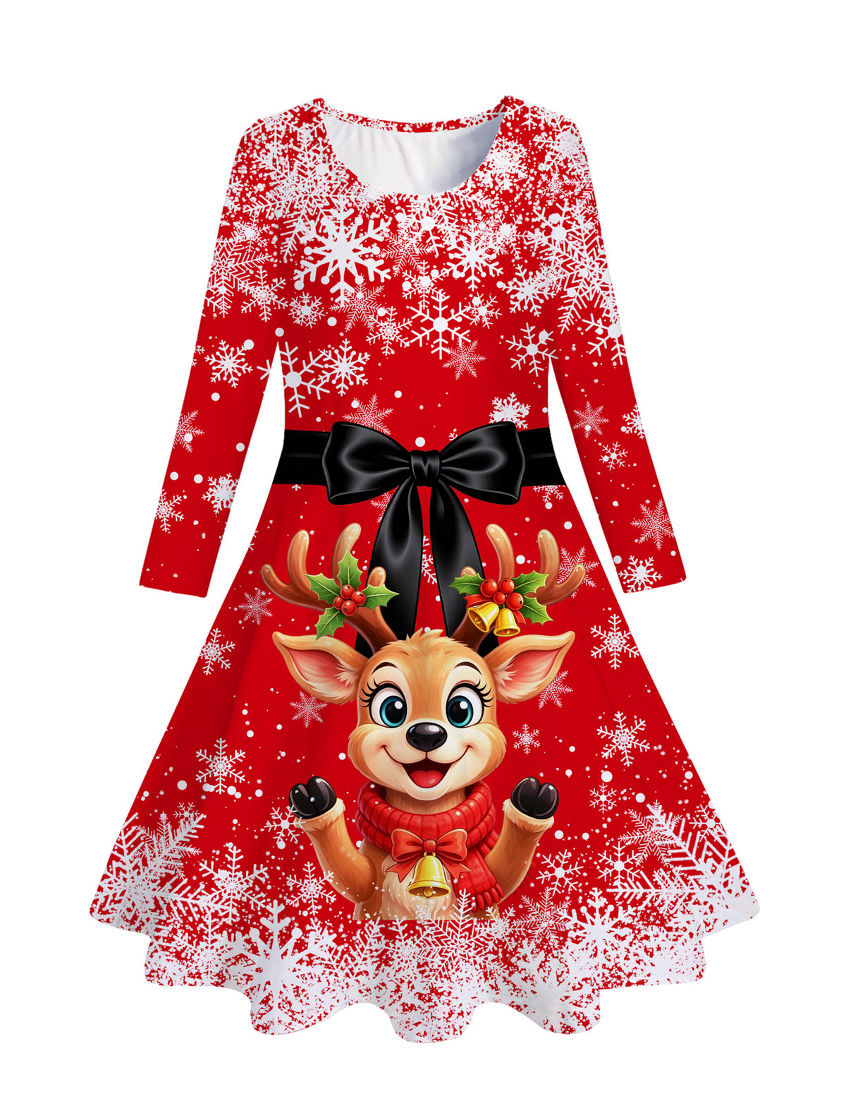 Lanbubble Girls Long Sleeve Dress Mermaid Printed Casual Dress Twirly Skater Dresses 5-13 Years