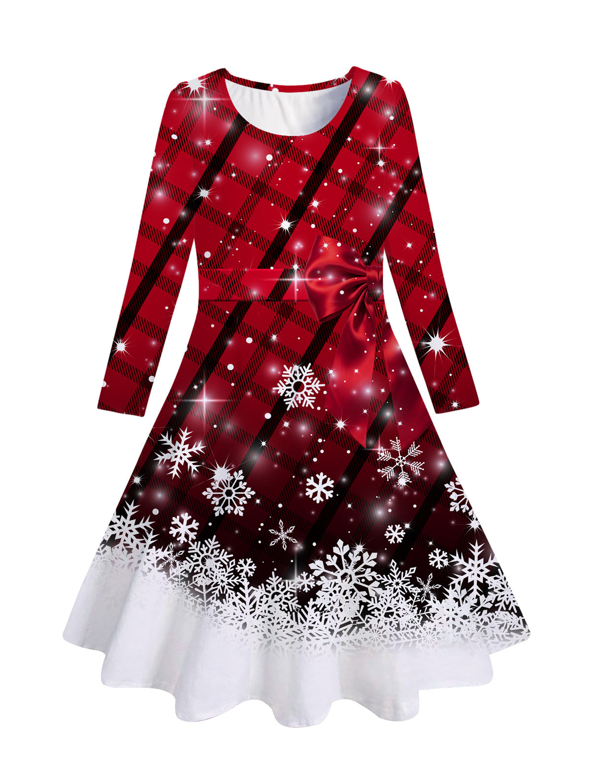 Lanbubble Girls Long Sleeve Dress Mermaid Printed Casual Dress Twirly Skater Dresses 5-13 Years