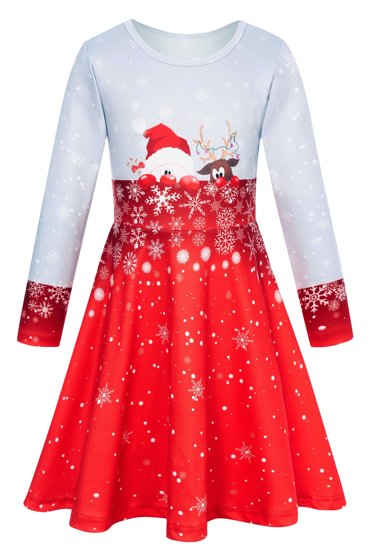 Lanbubble Girls Long Sleeve Dress Mermaid Printed Casual Dress Twirly Skater Dresses 5-13 Years