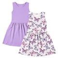 Lanbubble 2-Pack Toddler Girls Dresses Sleeveless Casual Sundress Summer Purple Butterfly Dress For Girl 2-6T