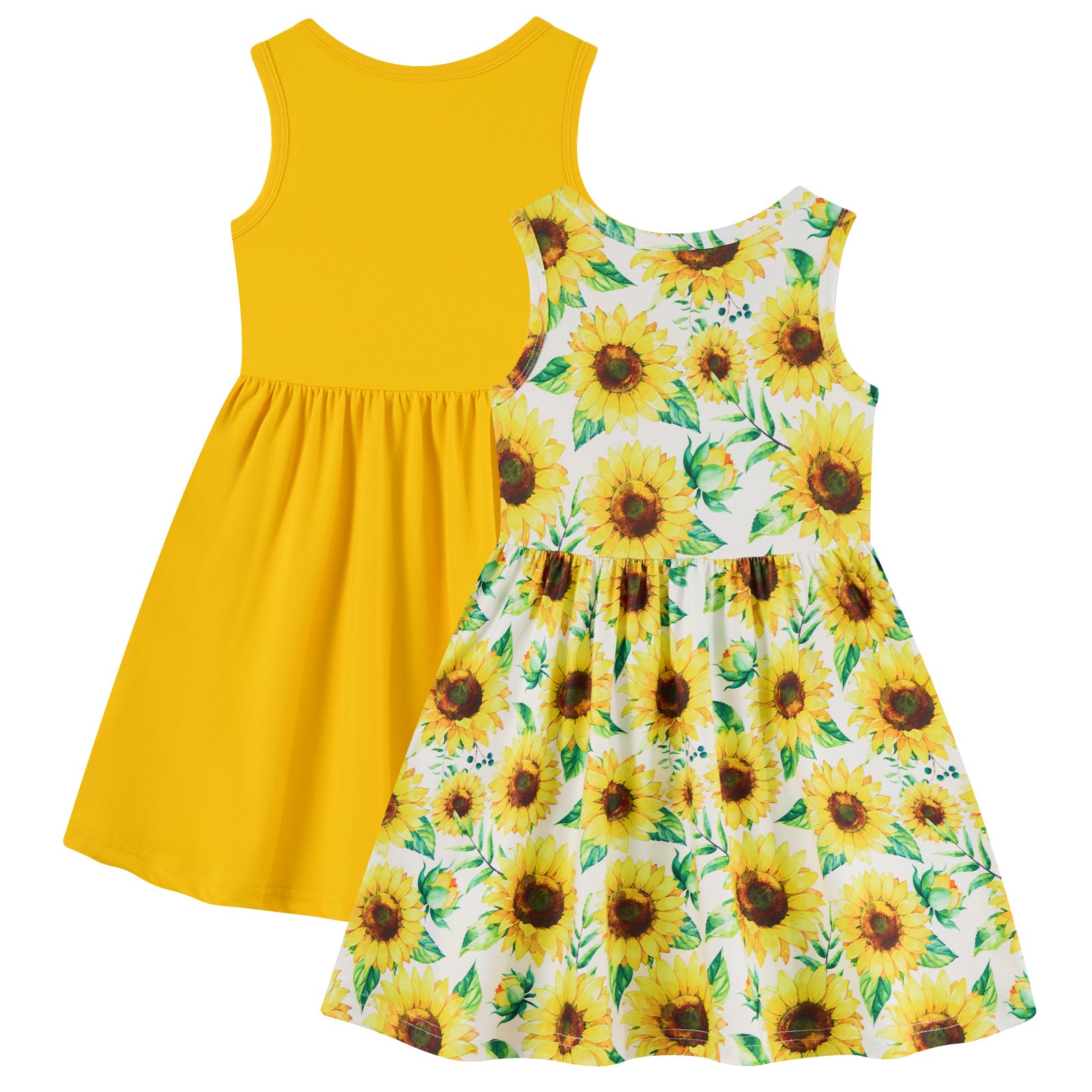 Lanbubble 2-Pack Toddler Girls Dresses Sleeveless Casual Sundress Summer Purple Butterfly Dress For Girl 2-6T