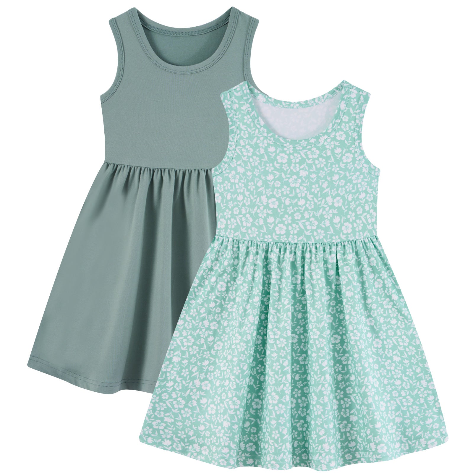 Lanbubble 2-Pack Toddler Girls Dresses Sleeveless Casual Sundress Summer Purple Butterfly Dress For Girl 2-6T