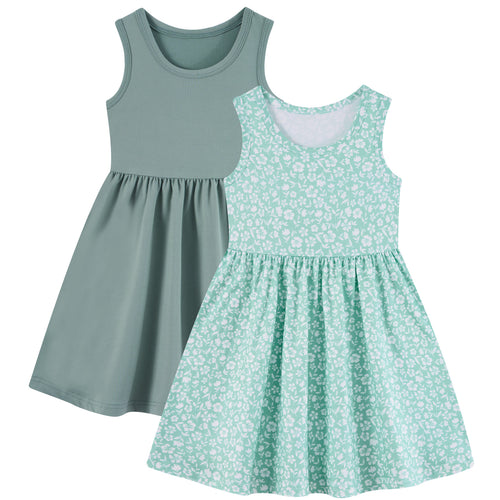 Lanbubble 2-Pack Toddler Girls Dresses Sleeveless Casual Sundress Summer Purple Butterfly Dress For Girl 2-6T