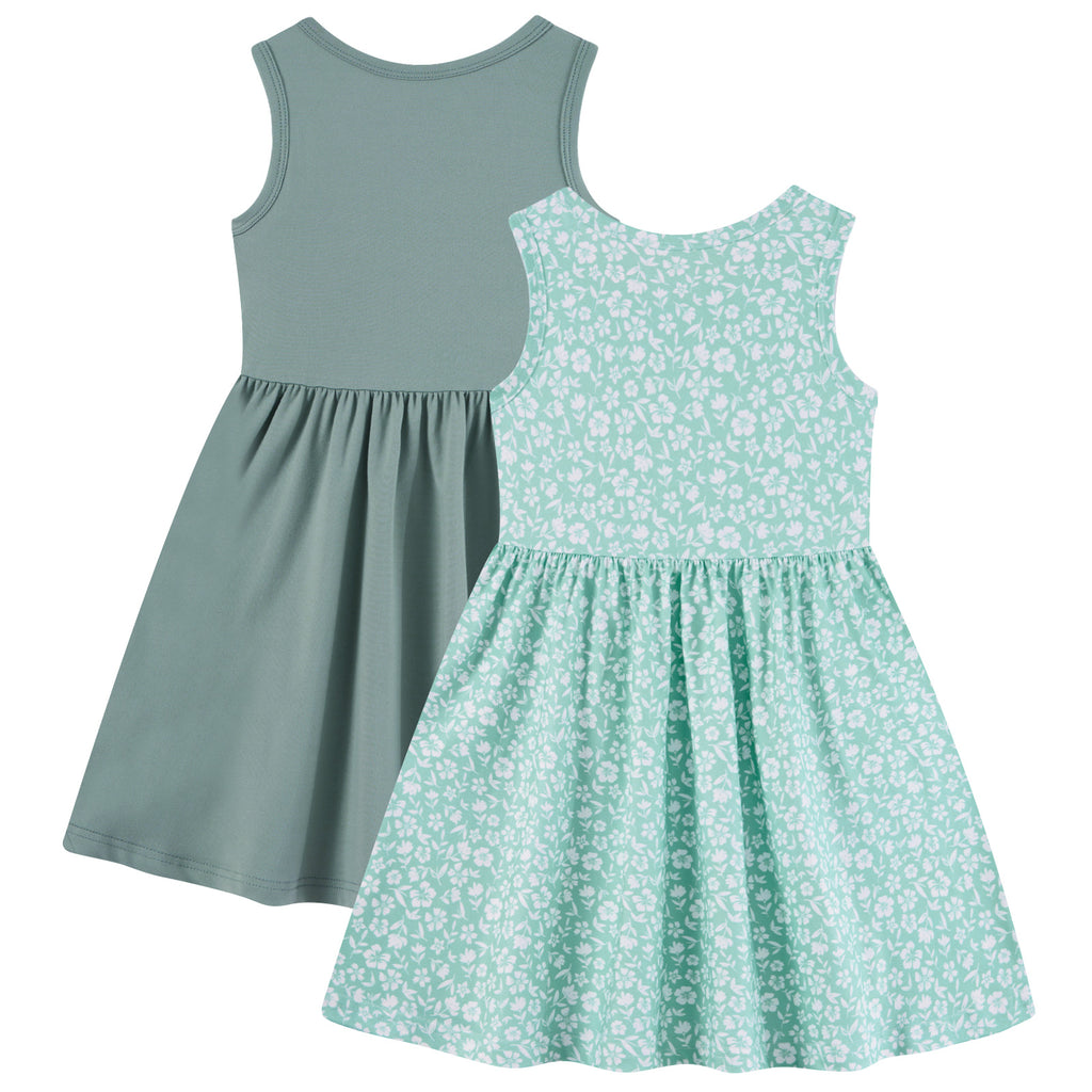 Lanbubble 2-Pack Toddler Girls Dresses Sleeveless Casual Sundress Summer Purple Butterfly Dress For Girl 2-6T