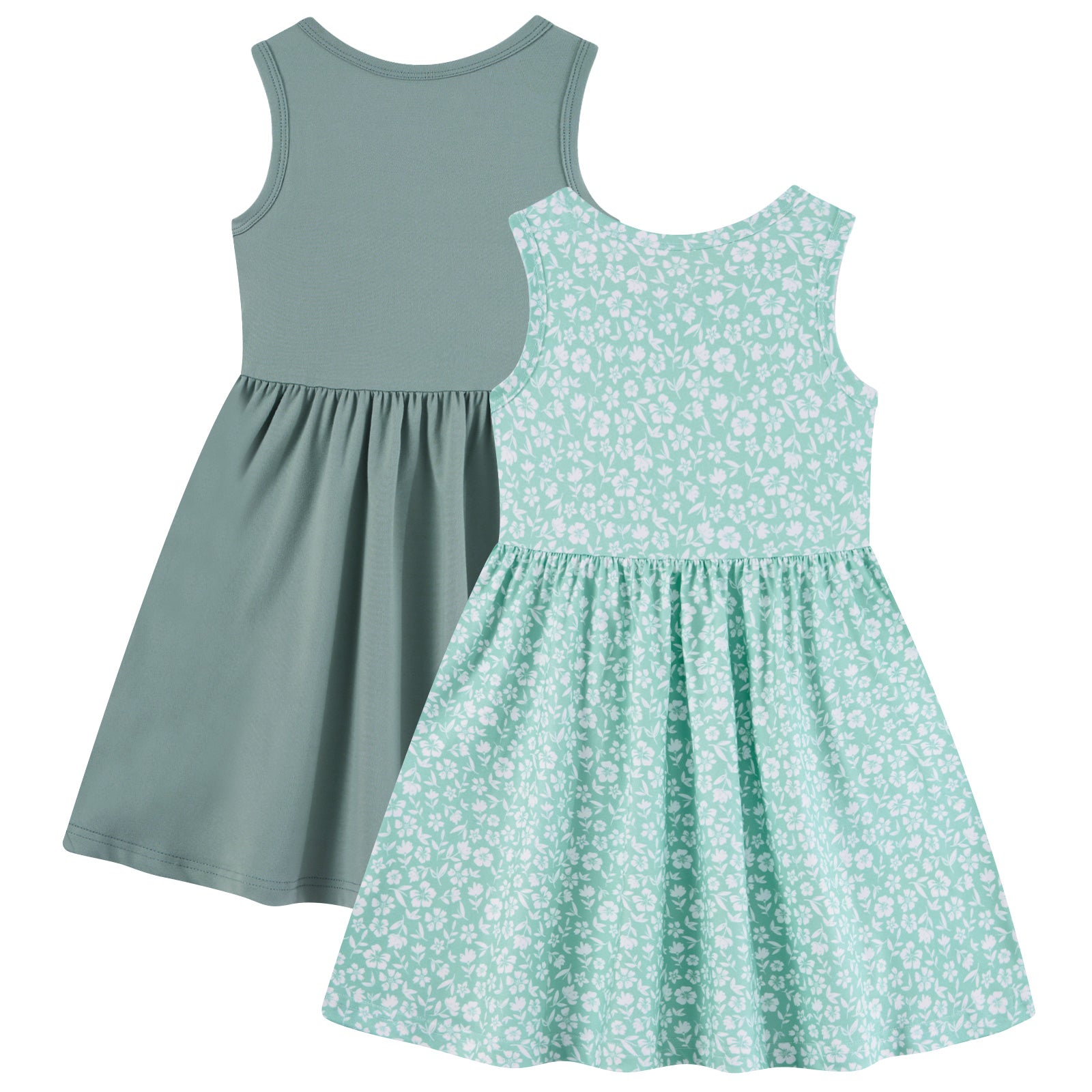 Lanbubble 2-Pack Toddler Girls Dresses Sleeveless Casual Sundress Summer Purple Butterfly Dress For Girl 2-6T