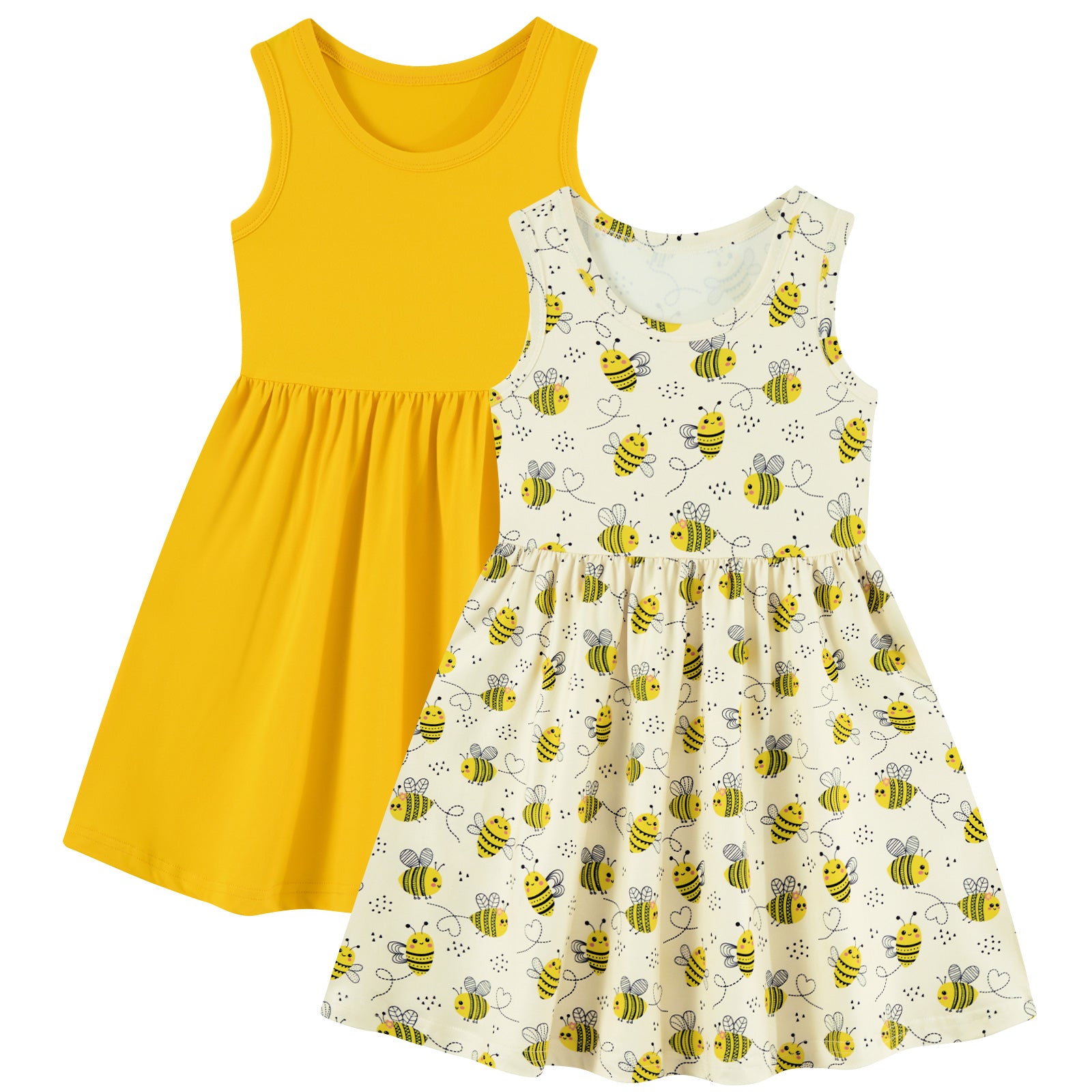 Lanbubble 2-Pack Toddler Girls Dresses Sleeveless Casual Sundress Summer Purple Butterfly Dress For Girl 2-6T