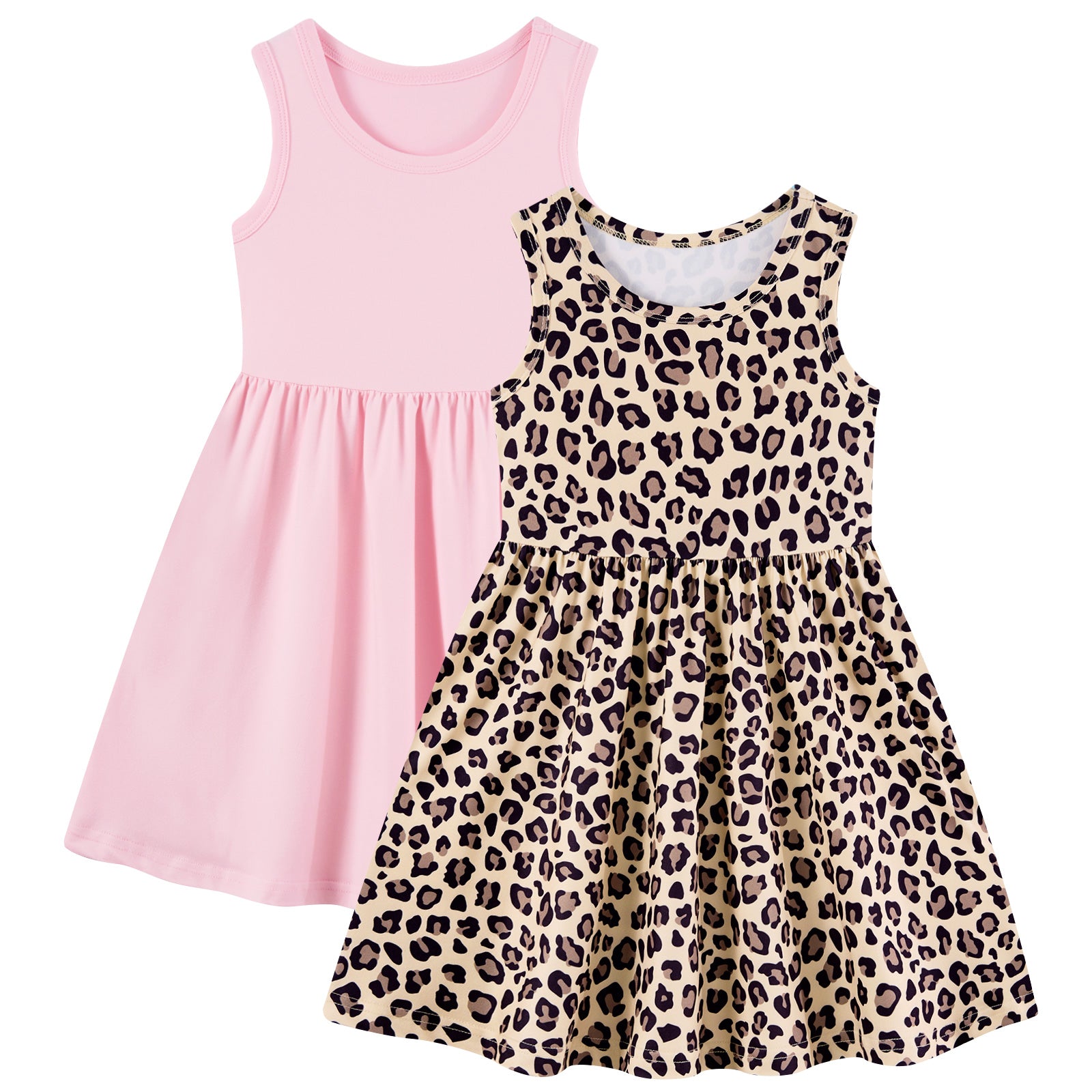 Lanbubble 2-Pack Toddler Girls Dresses Sleeveless Casual Sundress Summer Purple Butterfly Dress For Girl 2-6T