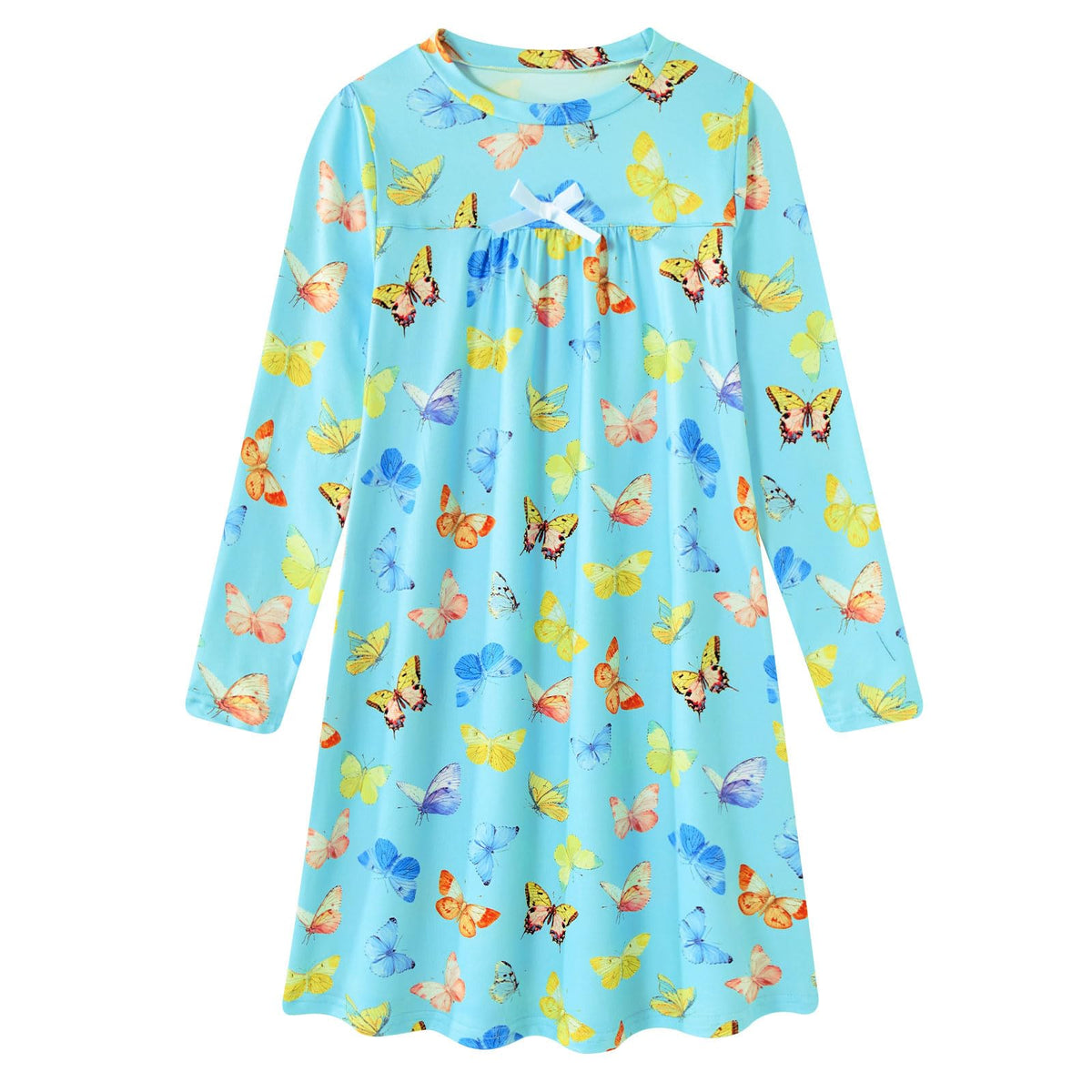 Lanbubble Girls Nightgowns Long Sleeve Pajama Dress for Girls 5-12 Years Printed Kids Sleepwear Nightdress