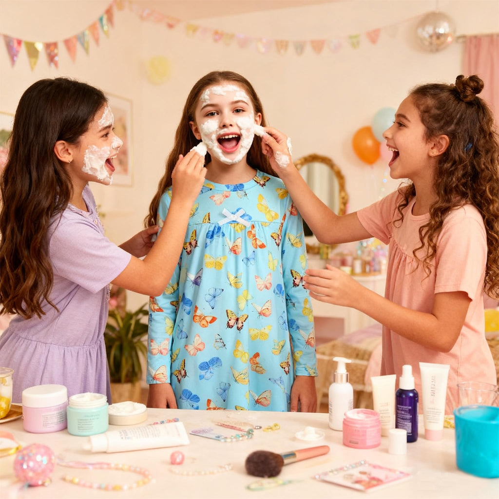 Lanbubble Girls Nightgowns Long Sleeve Pajama Dress for Girls 5-12 Years Printed Kids Sleepwear Nightdress
