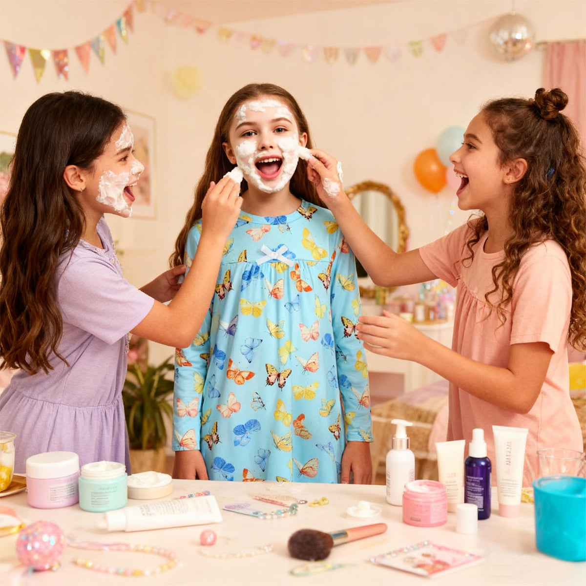 Lanbubble Girls Nightgowns Long Sleeve Pajama Dress for Girls 5-12 Years Printed Kids Sleepwear Nightdress