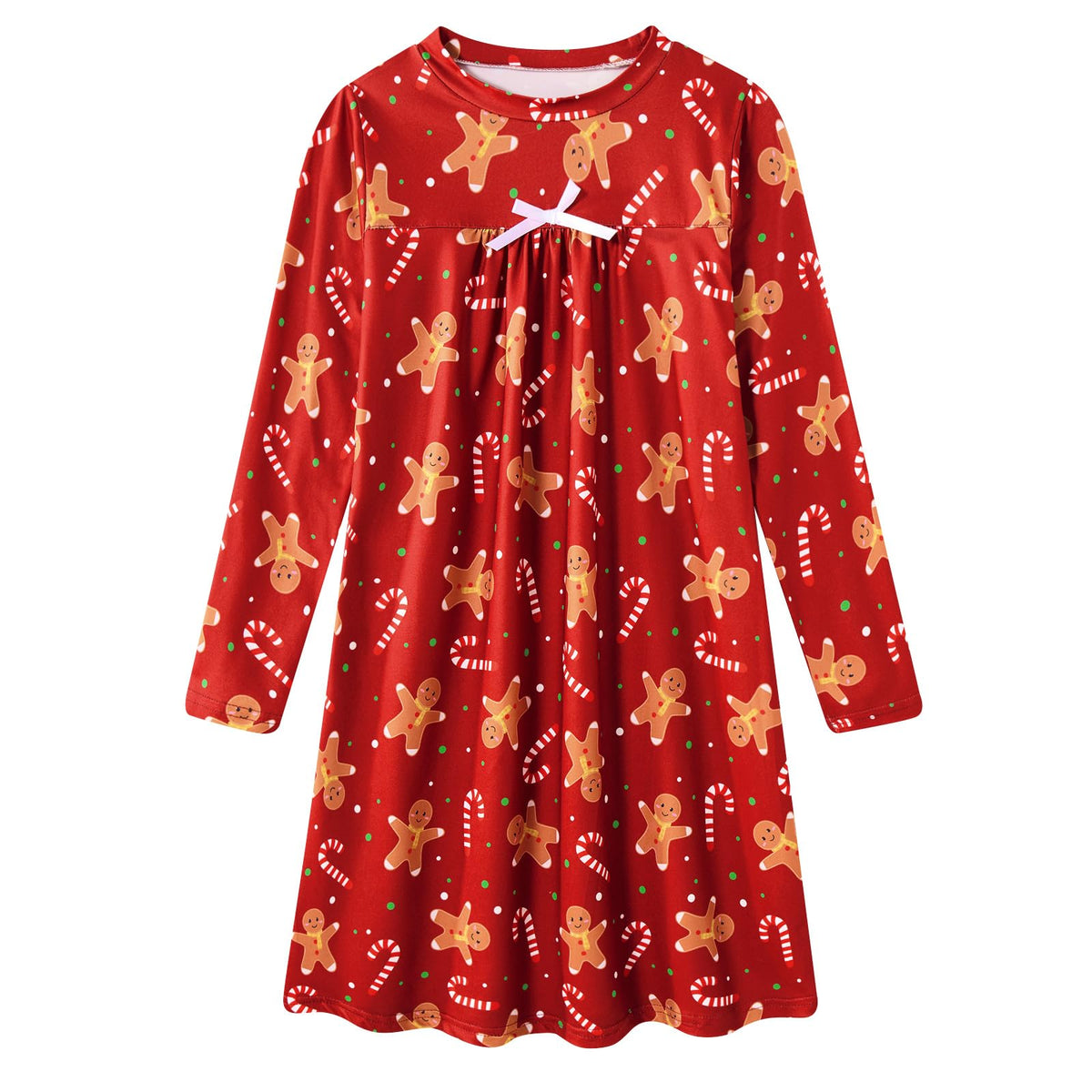 Lanbubble Girls Nightgowns Long Sleeve Pajama Dress for Girls 5-12 Years Printed Kids Sleepwear Nightdress