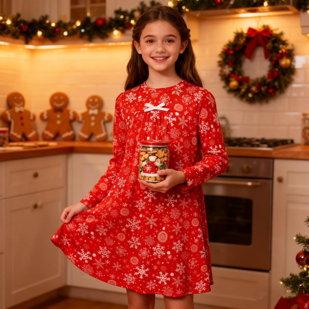 Lanbubble Girls Nightgowns Long Sleeve Pajama Dress for Girls 5-12 Years Printed Kids Sleepwear Nightdress