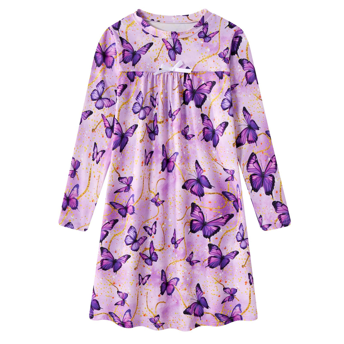 Lanbubble Girls Nightgowns Long Sleeve Pajama Dress for Girls 5-12 Years Printed Kids Sleepwear Nightdress
