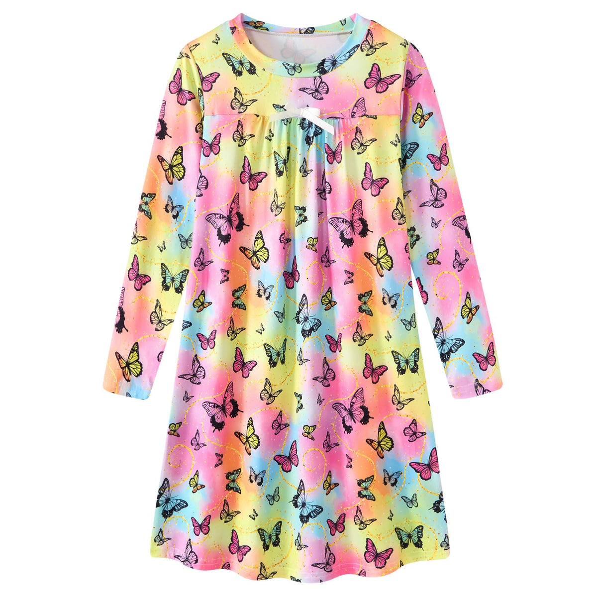 Lanbubble Girls Nightgowns Long Sleeve Pajama Dress for Girls 5-12 Years Printed Kids Sleepwear Nightdress
